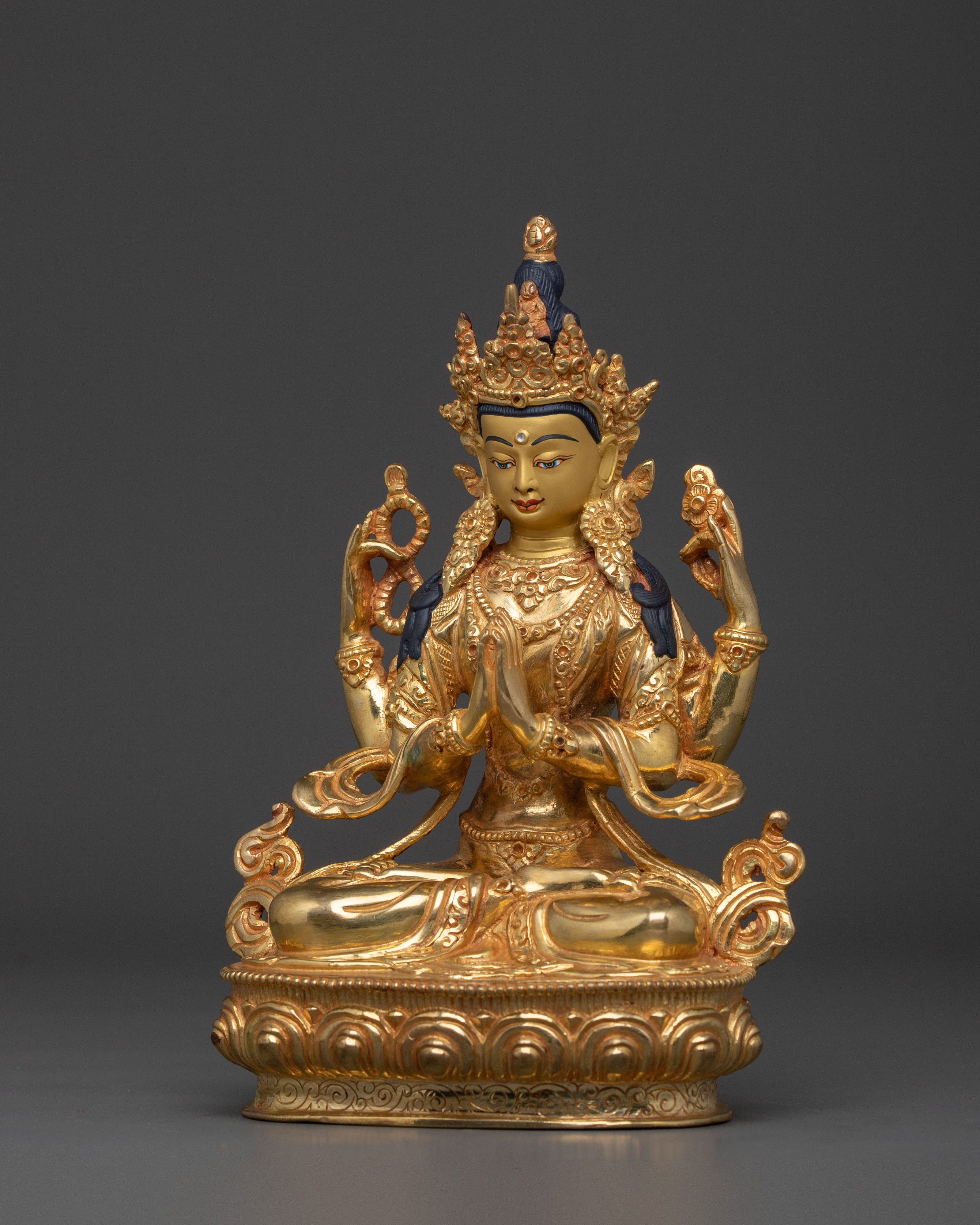 Four Armed Chenrezig Spiritual Sculpture | Symbol of Compassion