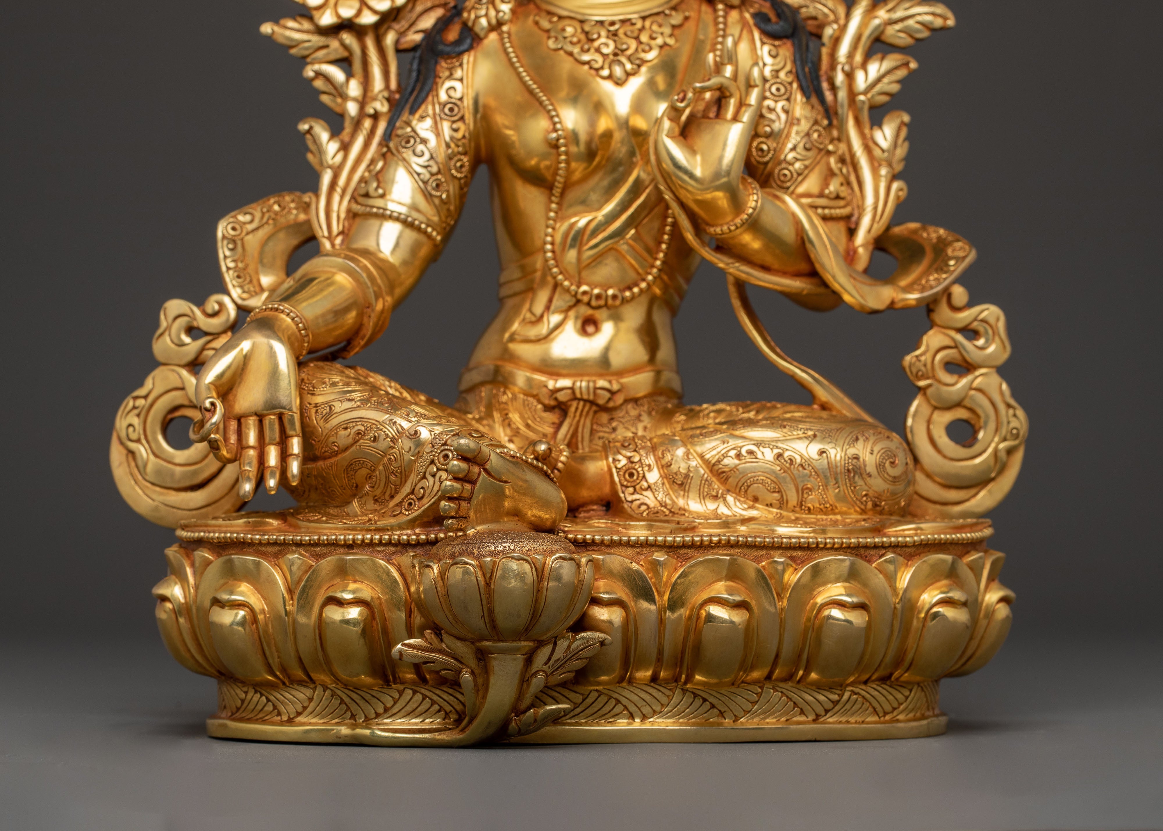 Savior Goddess Green Tara Statue – Hand-Gilded Copper Statue
