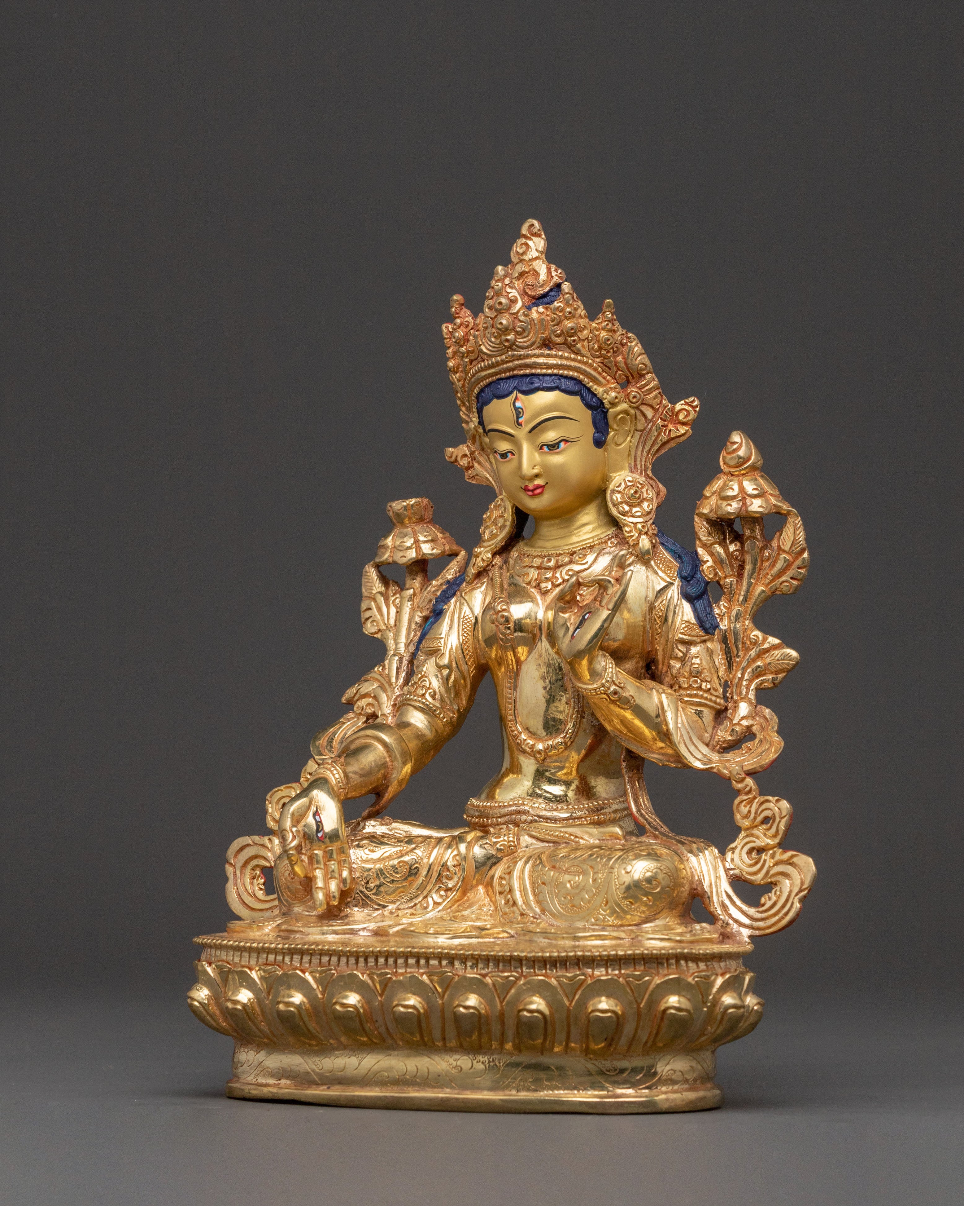 White Tara Blessed Statue | Hand-Gilded Copper Statue