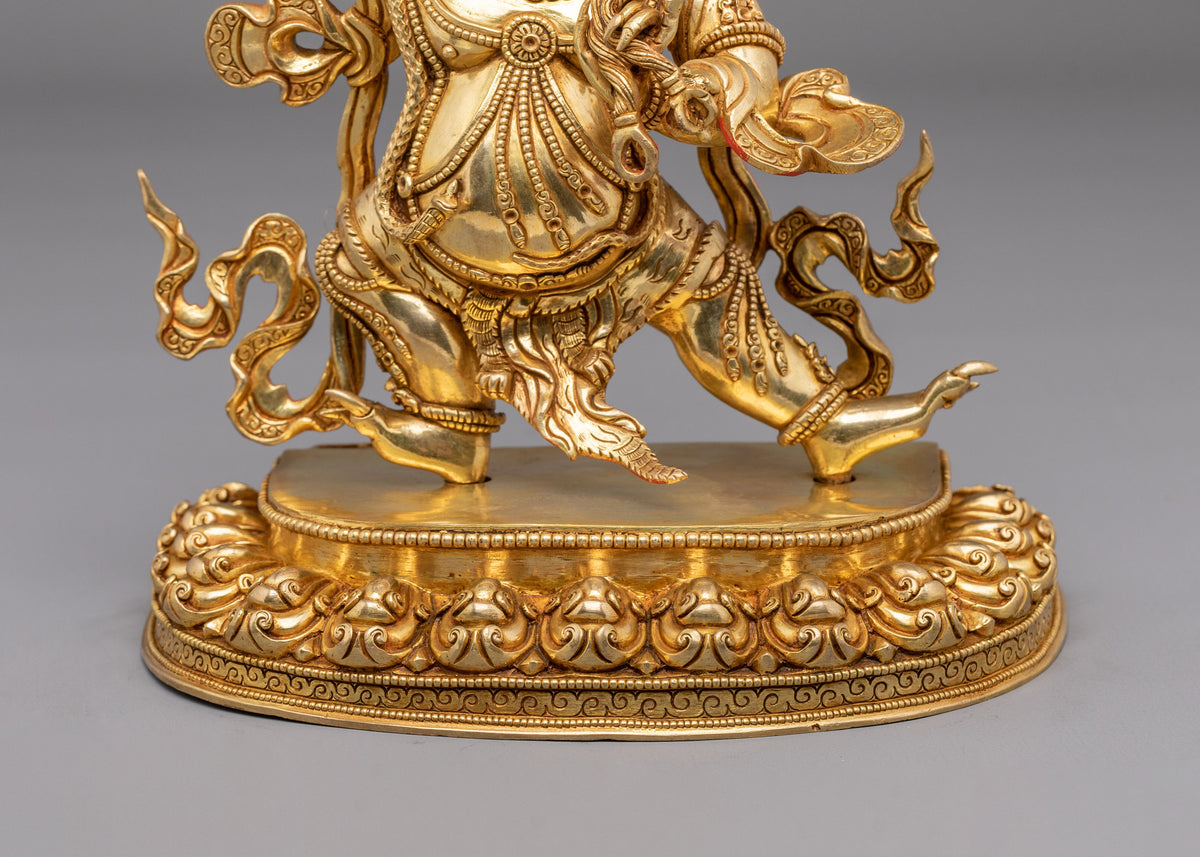 Sacred Bodhisattva Vajrapani Golden Sculpture | 24K Gold Gilded