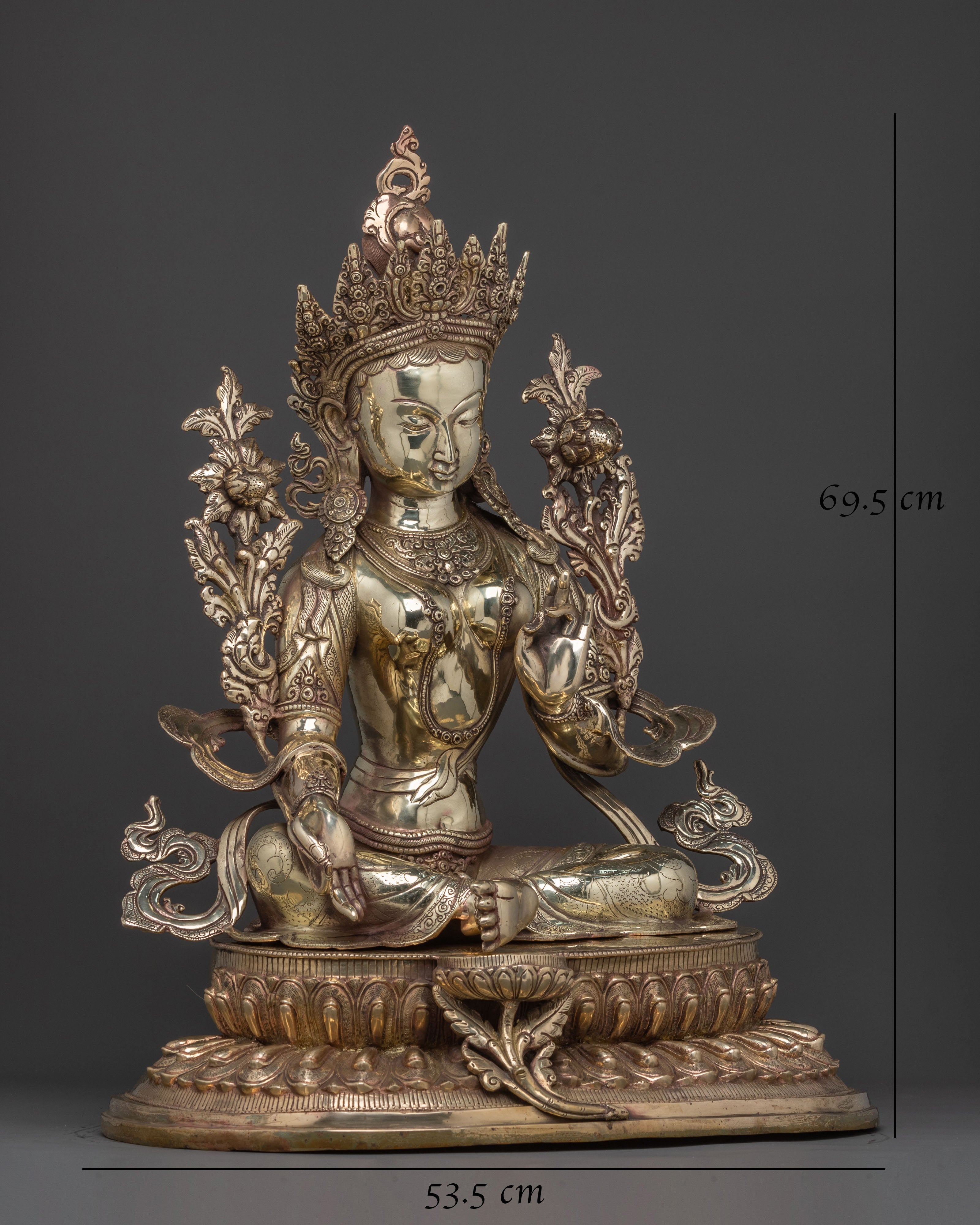 Green Tara Grace Statue: Handcrafted Copper Deity