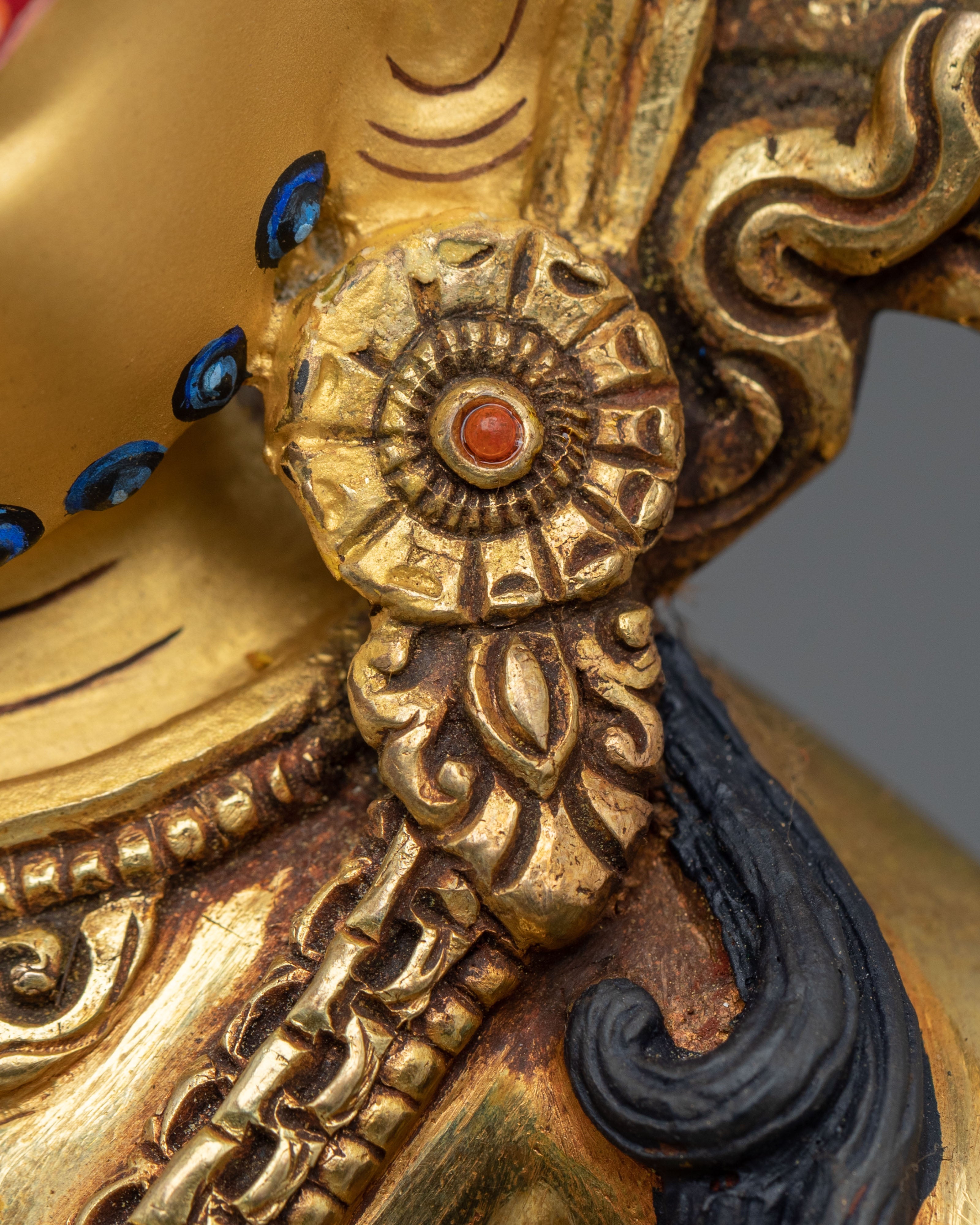 Handmade Dzambhala Copper Statue | 24K Gold Gilded Wealth Deity