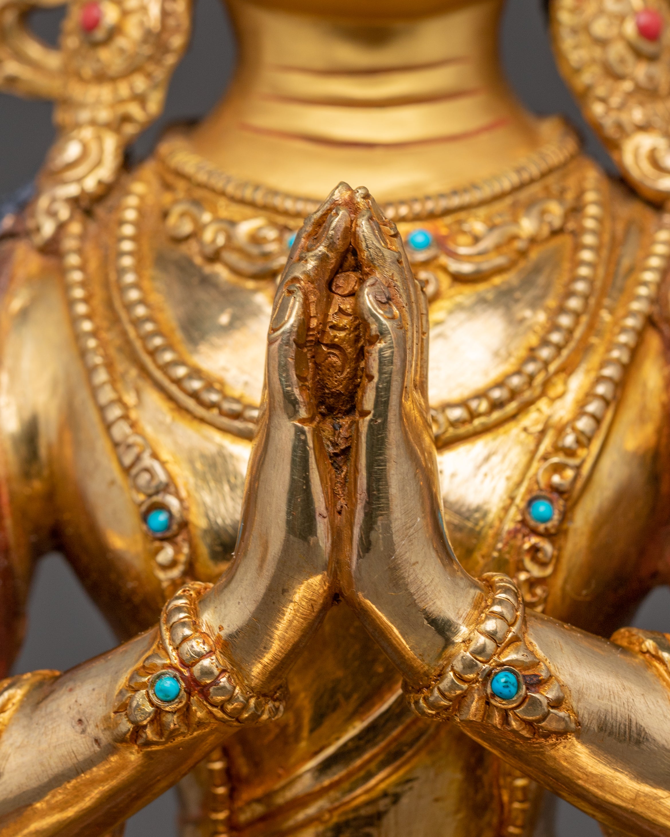 Handmade 24K Gold-Gilded Chenrezig Statue | Compassion Buddha
