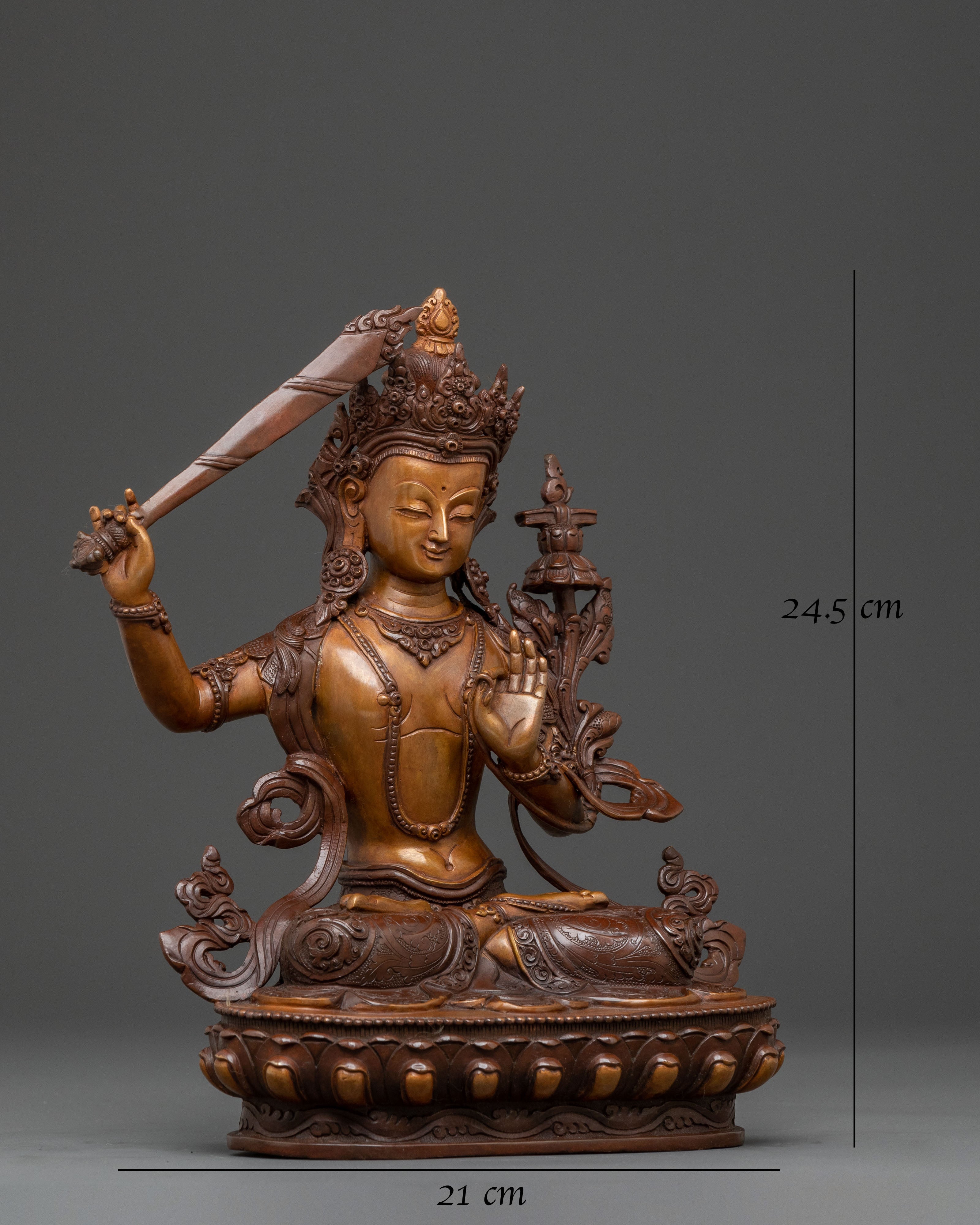 Manjushri Statue of Wisdom and Clarity – Oxidized Copper Statue