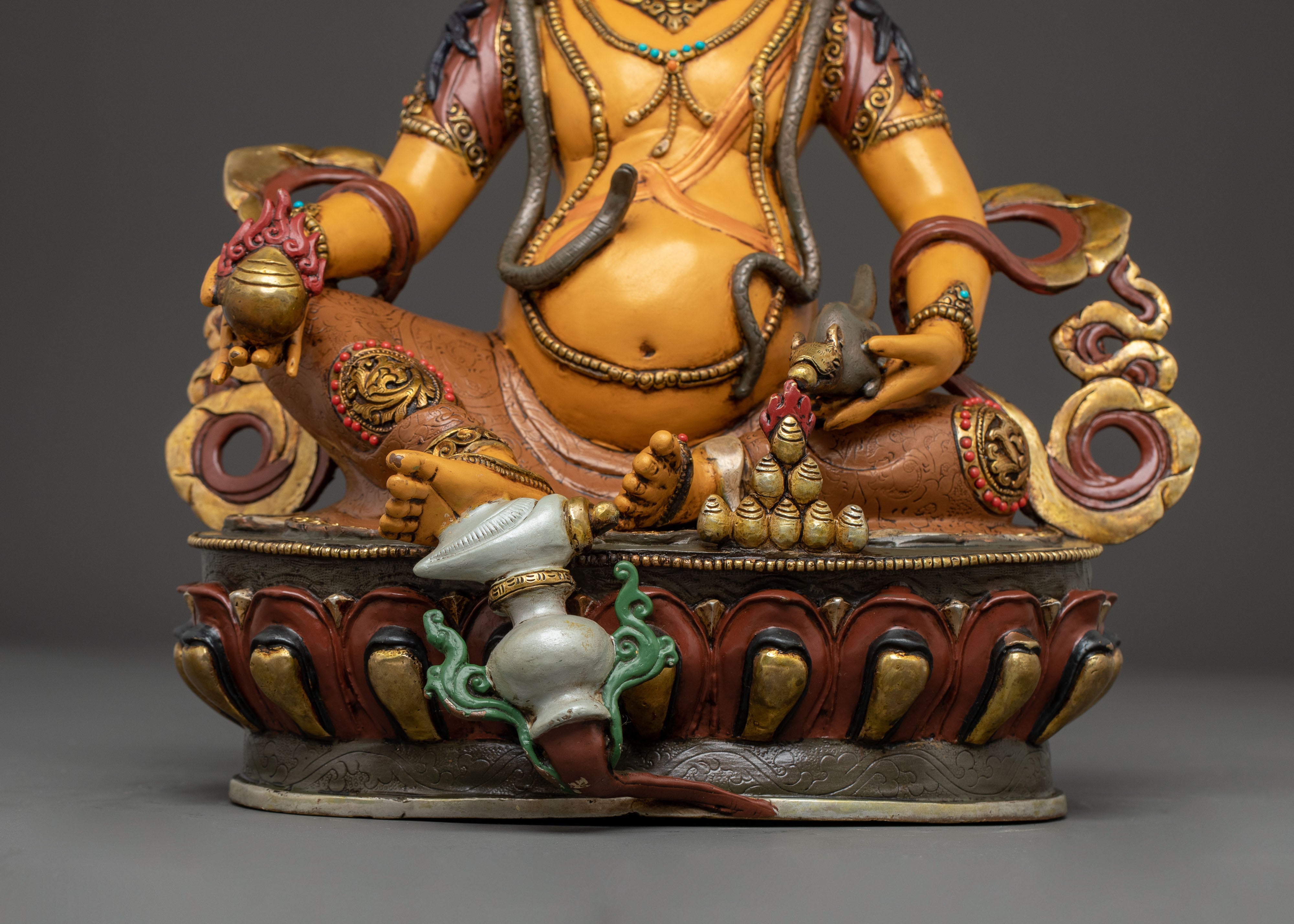 Handcrafted Wealth Icon Dzambhala Sculpture | Tibetan Deity of Abundance