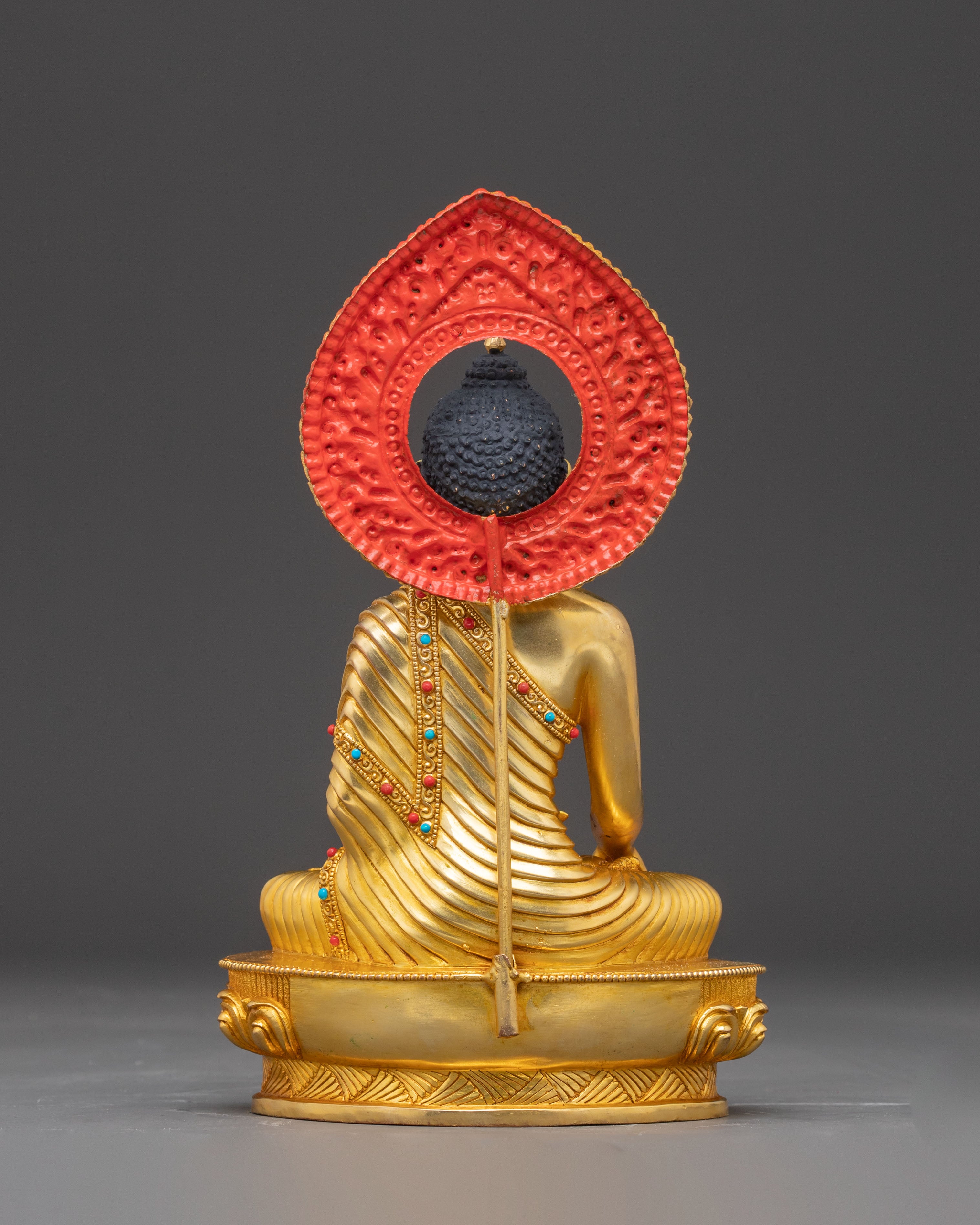 Himalayan Handmade Three Buddha Statue Set: 24K Gold Gilded