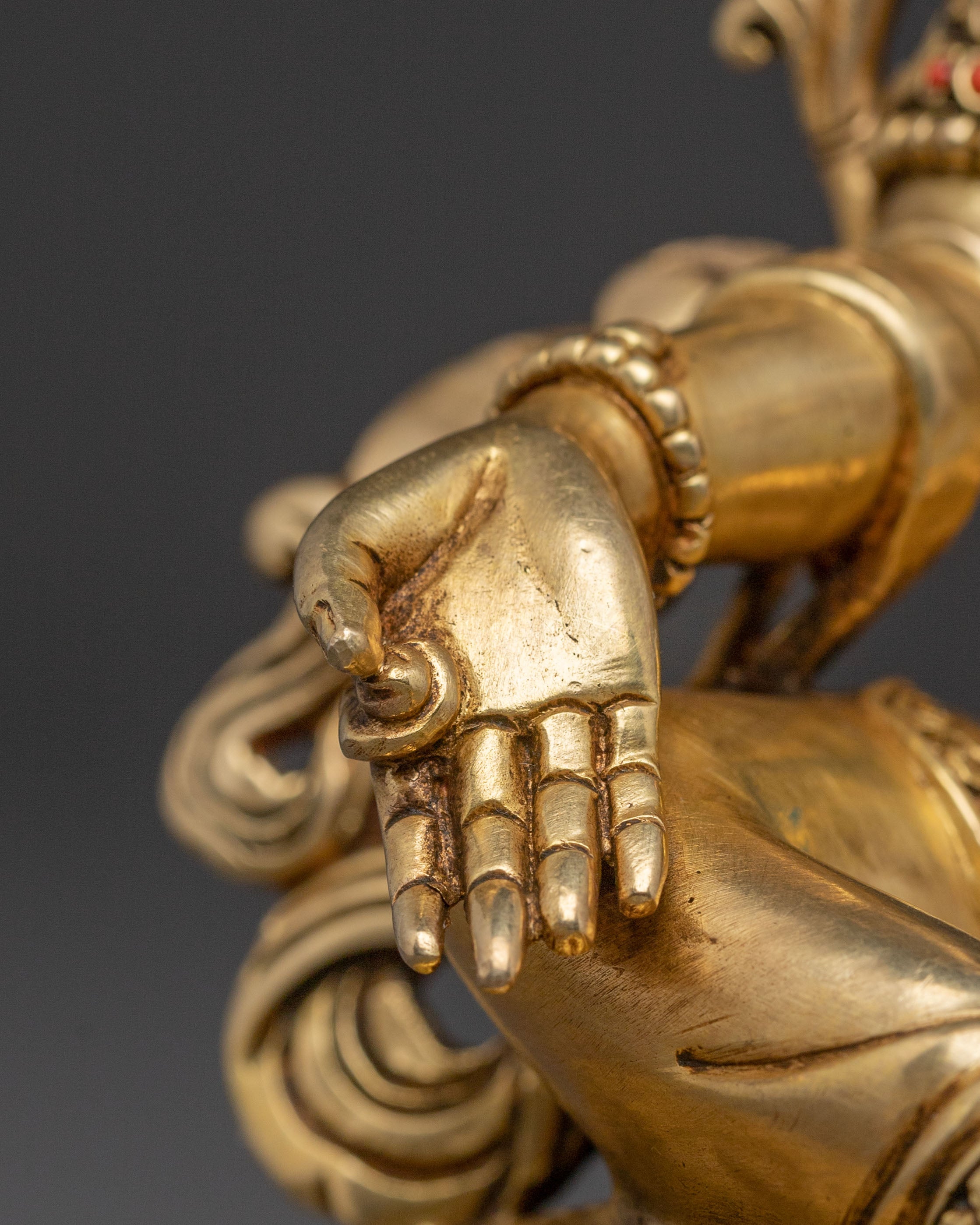 Serene Green Tara Sacred Statue – Gilded Copper Artwork