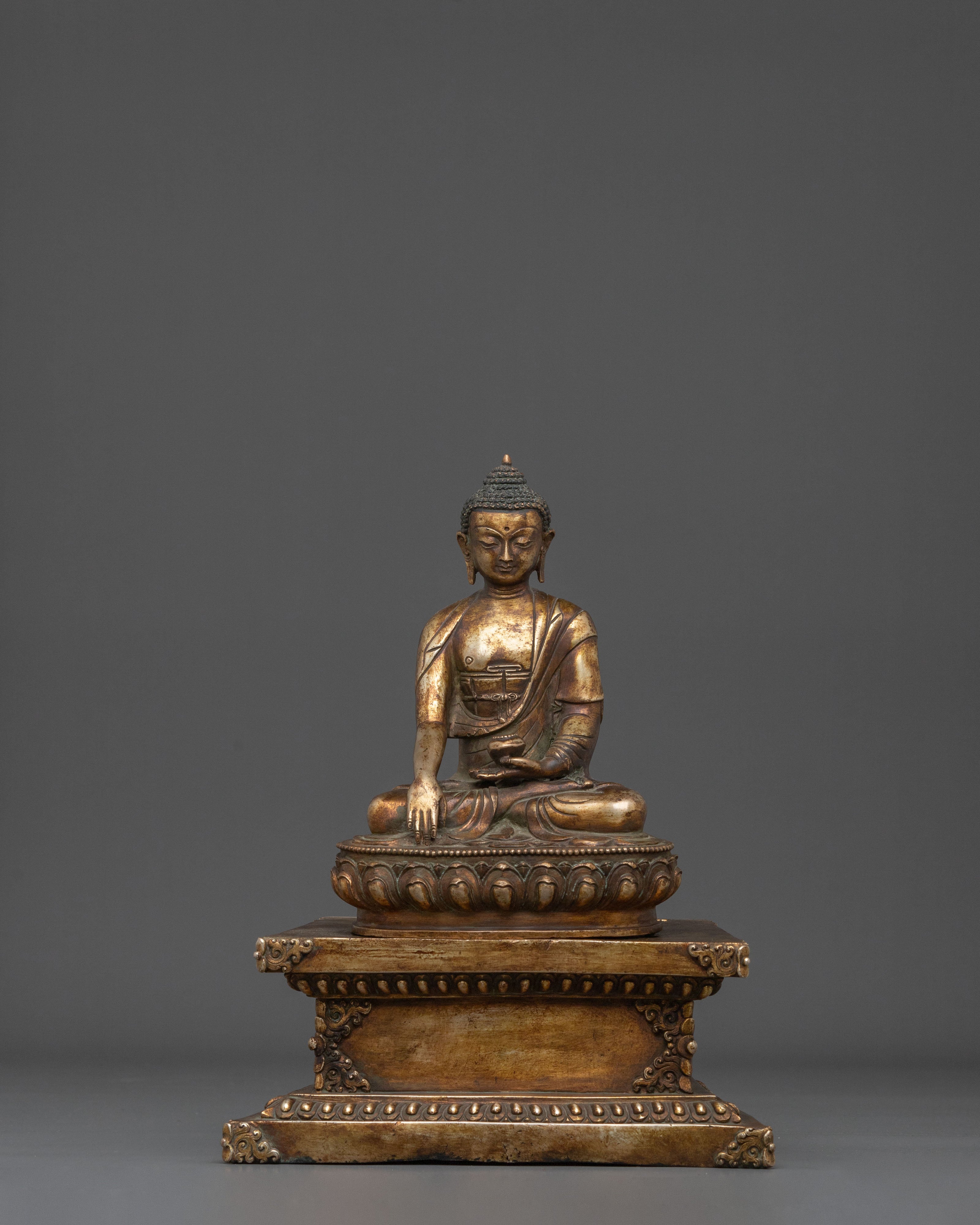 Shakyamuni Buddha Statue on Throne | Home Decor