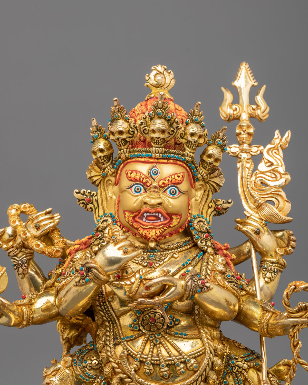 Six Armed Mahakala Copper Figurine | Tibetan Buddhist Protector