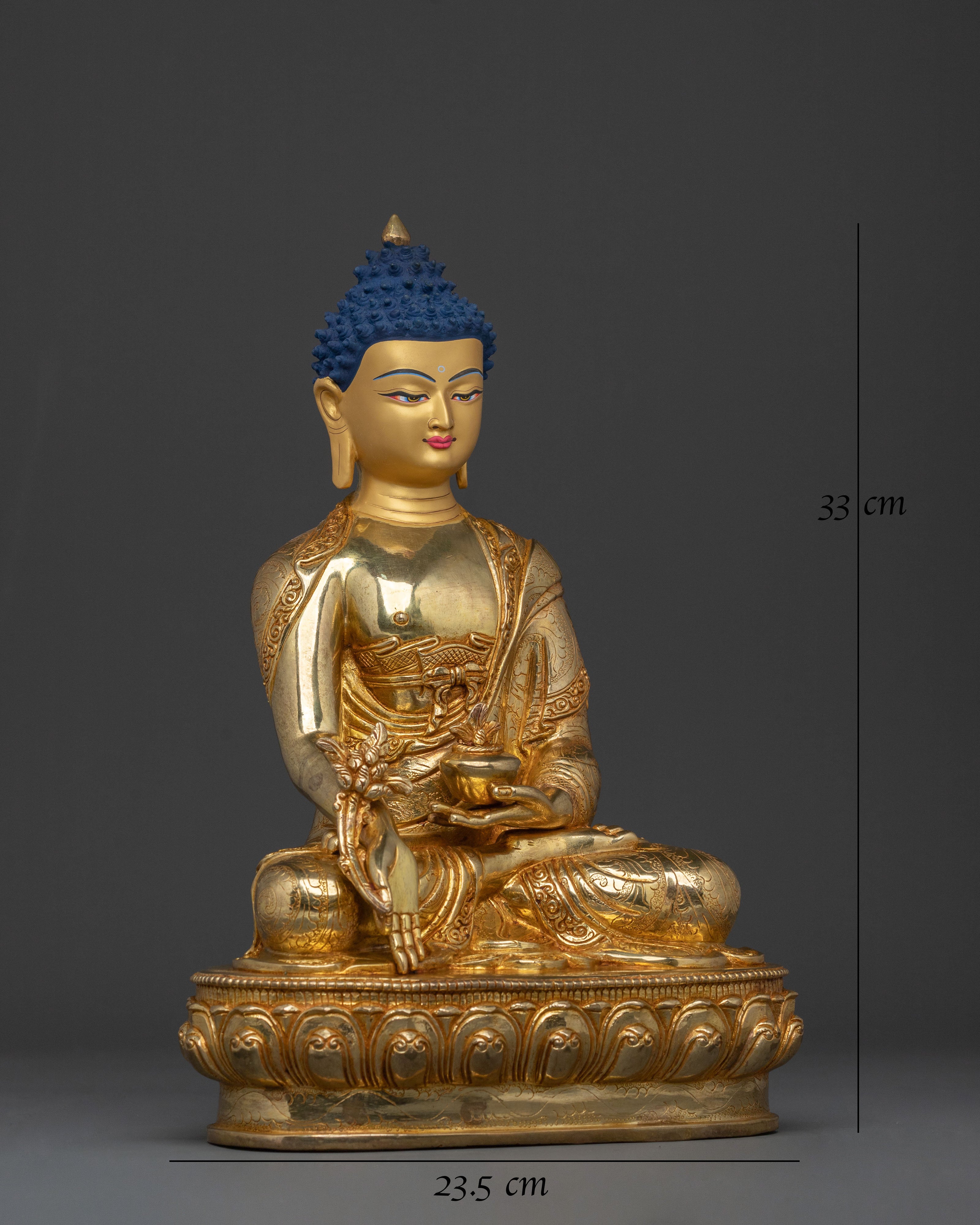 Handmade Medicine Buddha Sculpture | 24K Gold Gilded