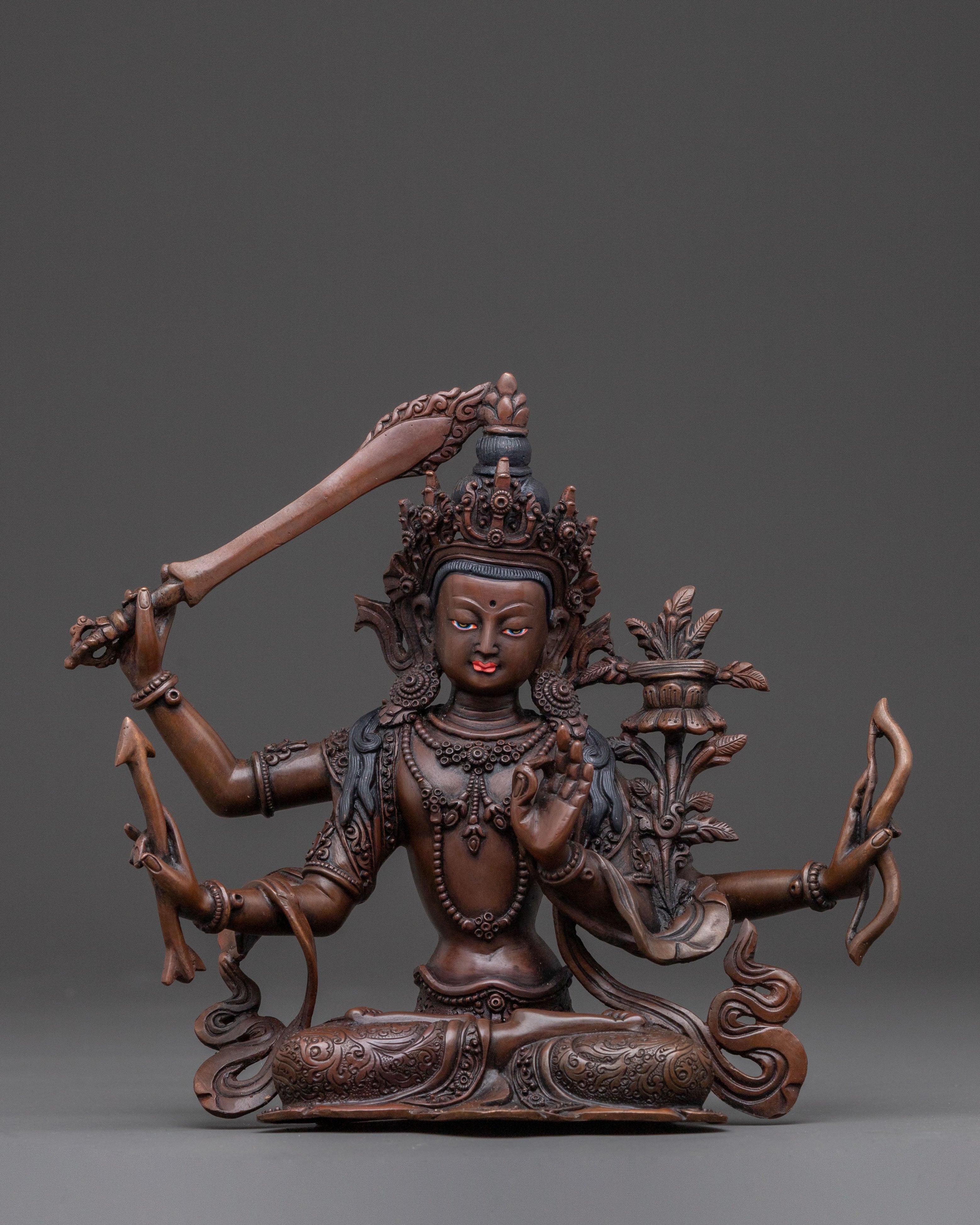 Maha Manjushri Statue – Oxidized Copper Art