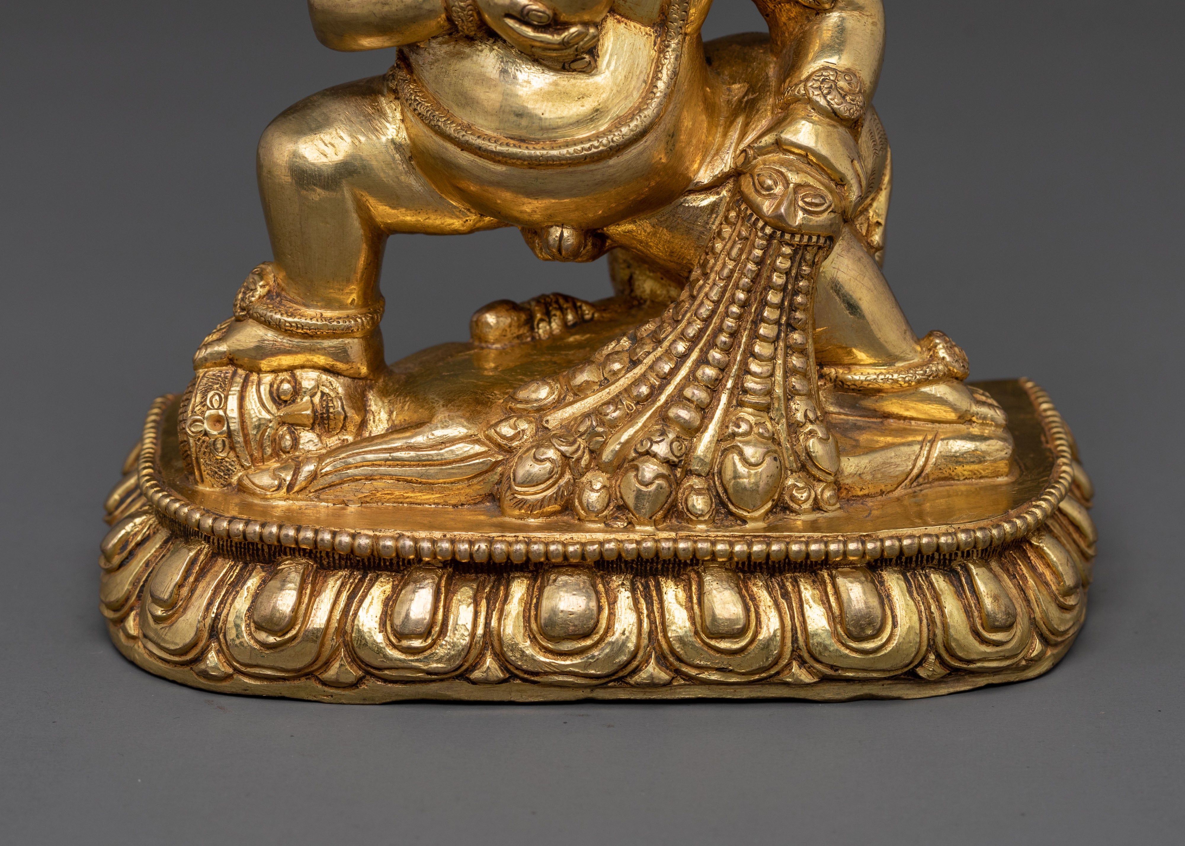 Black Dzambhala Statue: 24K Gold Gilded Guardian