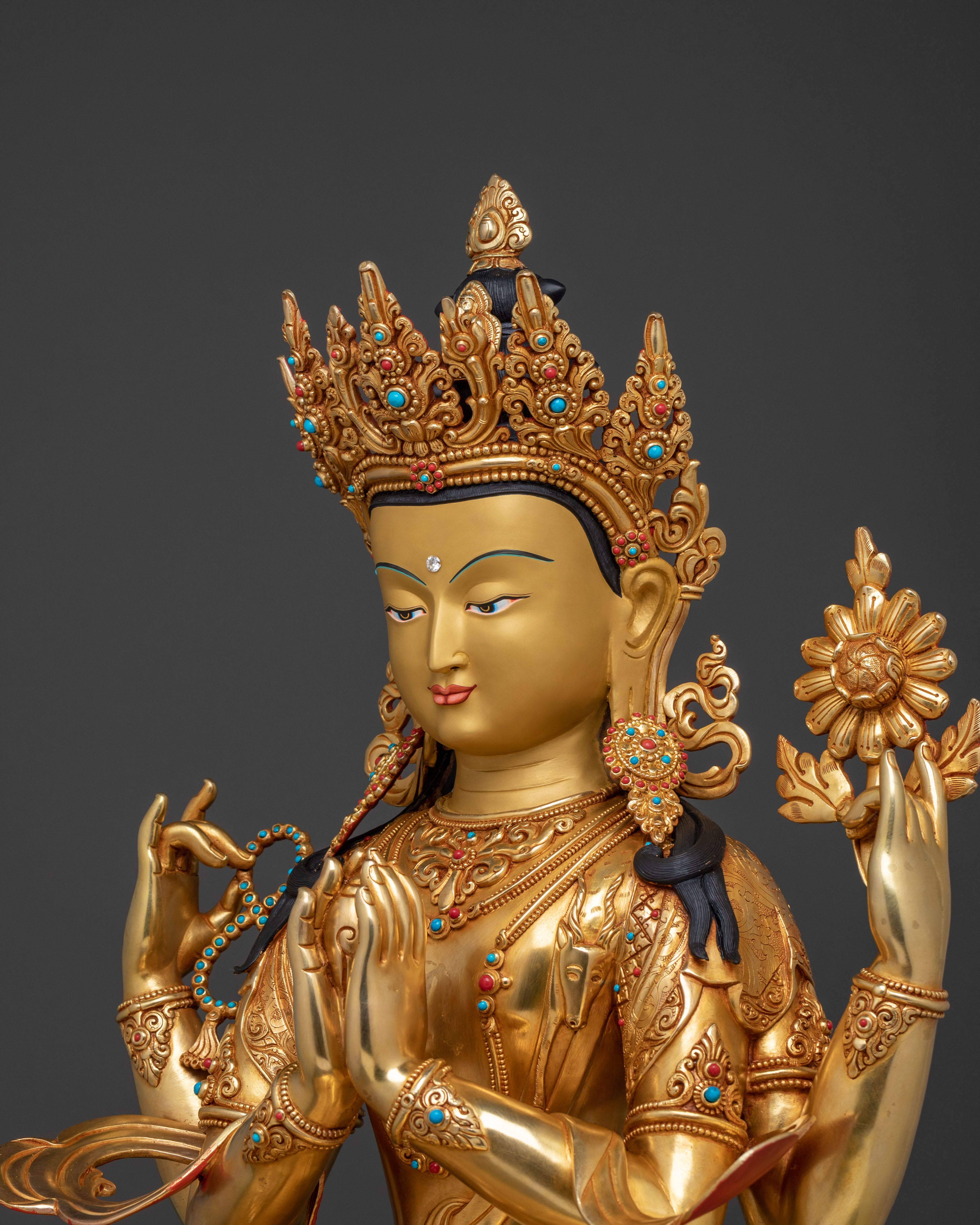 Handcrafted Chenrezig Divine Figure for Rituals | Buddhist Decor