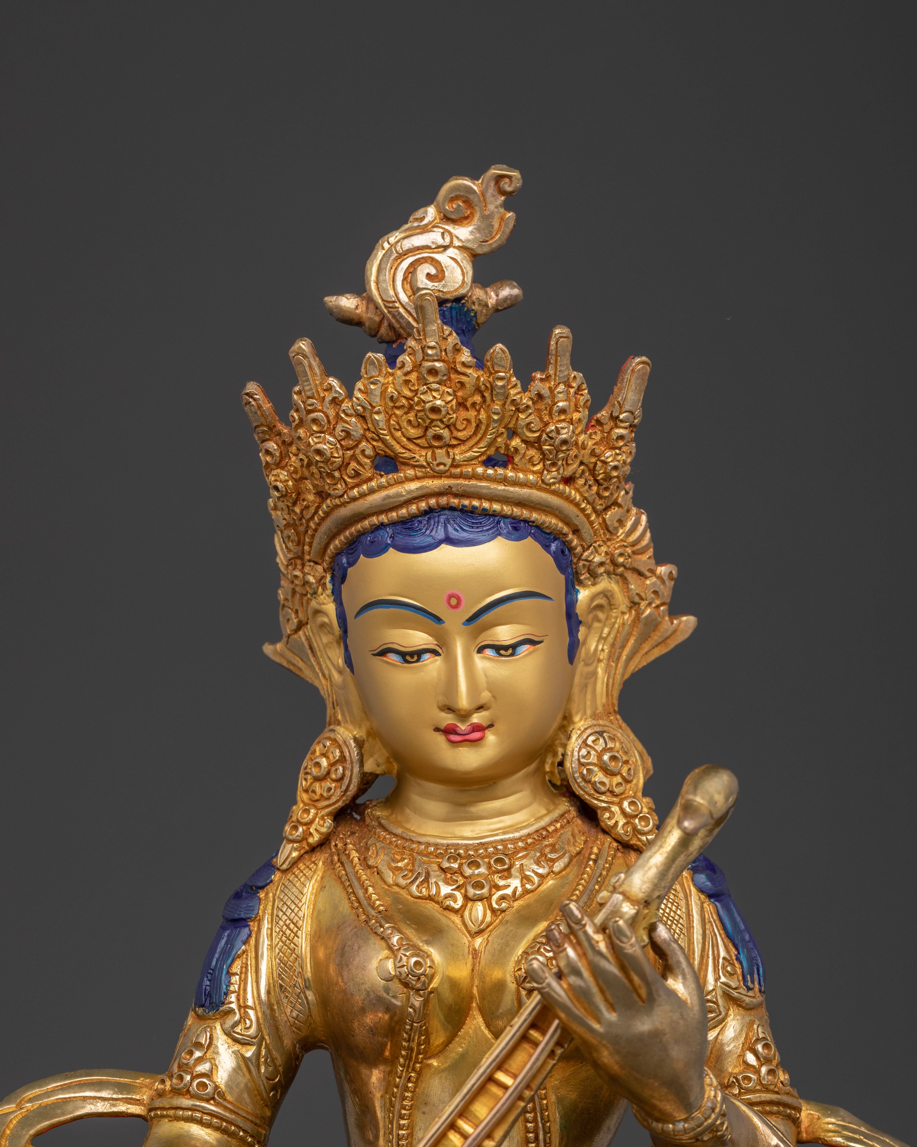 Goddess Saraswati Spiritual Statue - Handcrafted Serenity