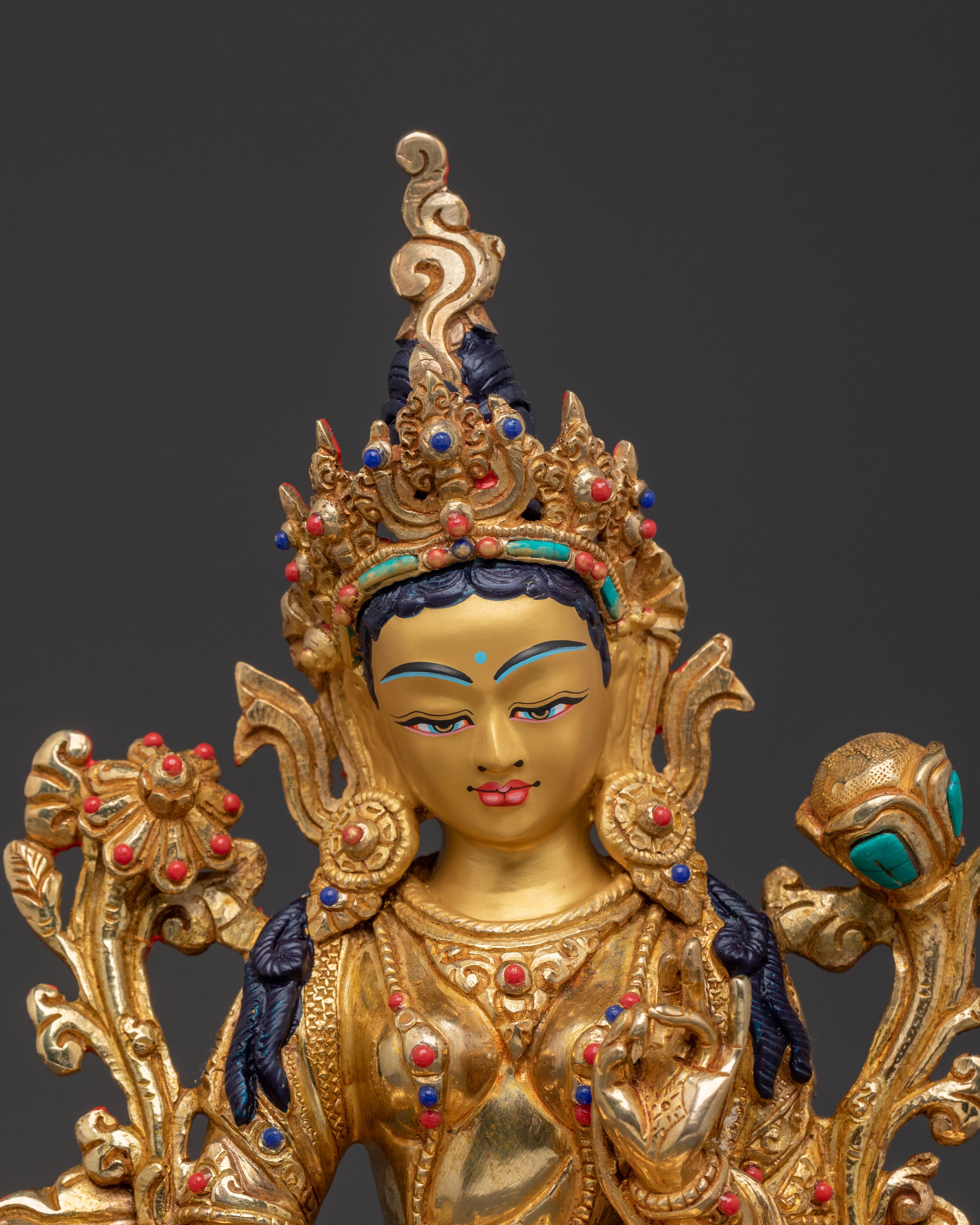 Guardian Green Tara 24K Gold Gilded Sculpture
