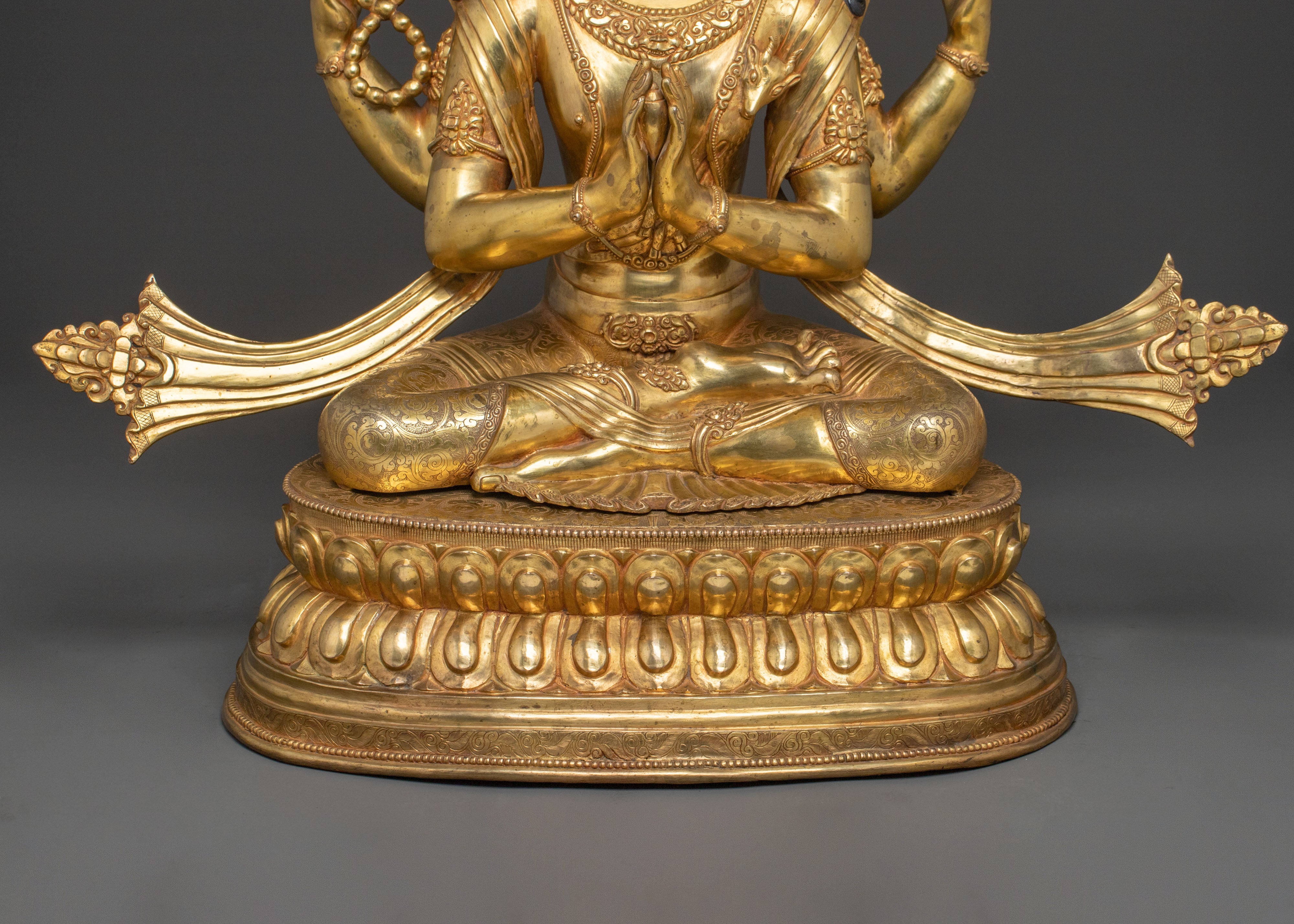 Peaceful Chenrezig Statue | Tibetan Buddhist Figurine
