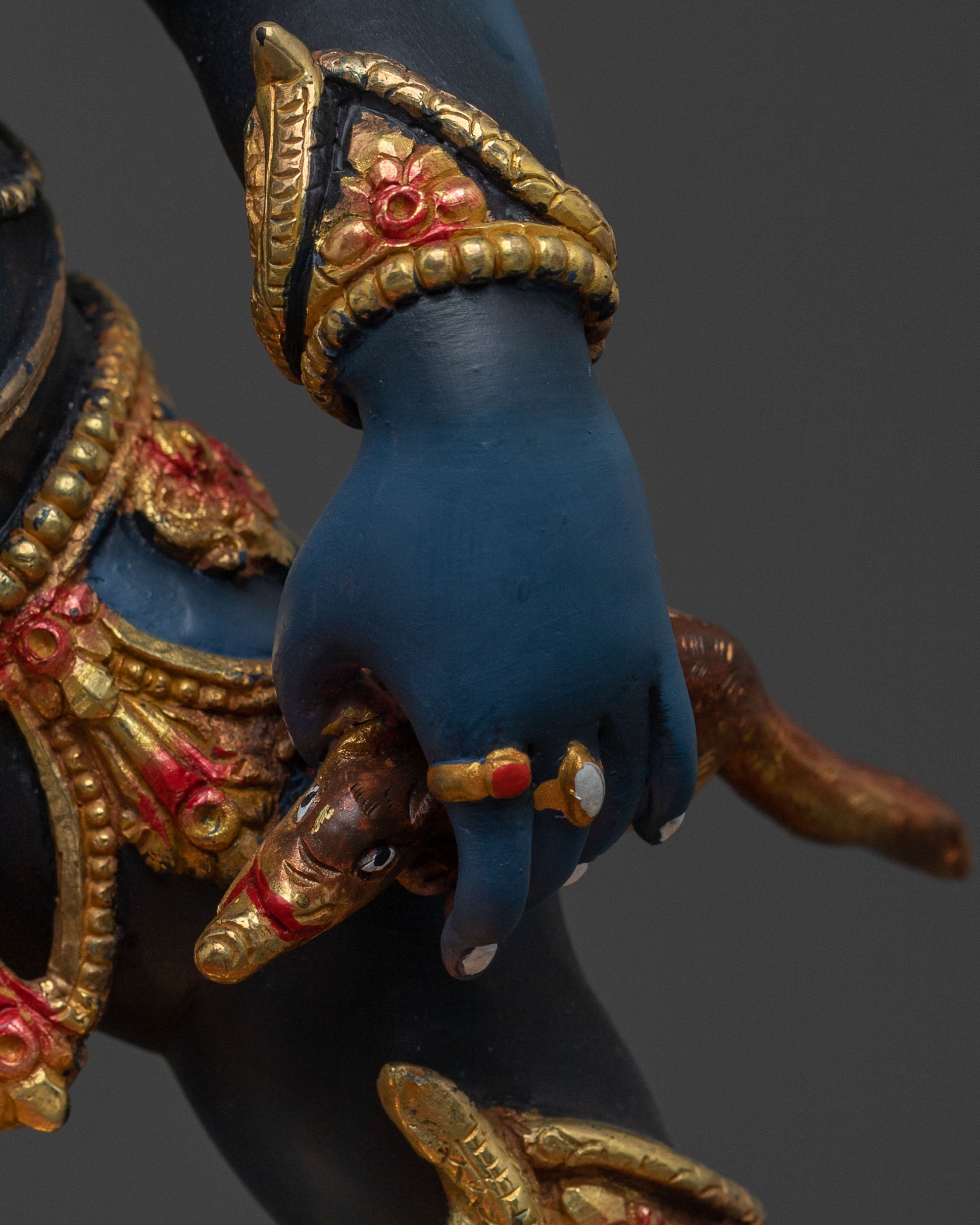 Black Dzambhala Wealth Deity Statue for Rituals
