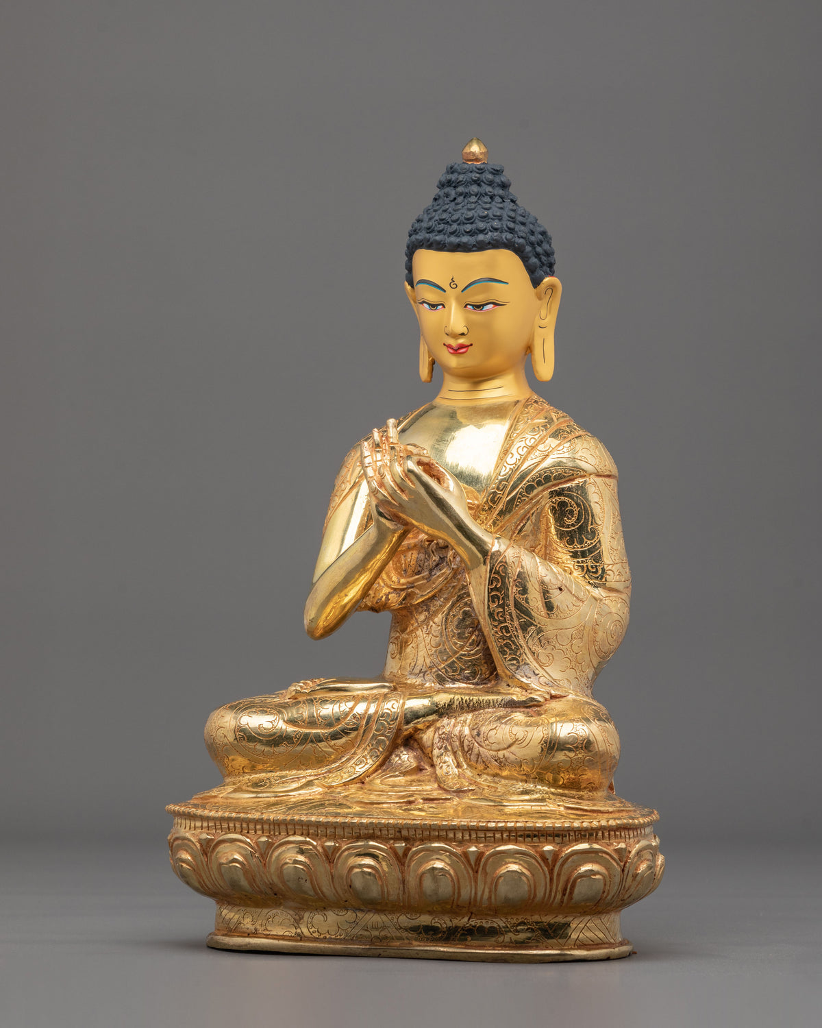 Vairocana 24K Fire Gold Gilded Statue: Radiant Copper Divinity