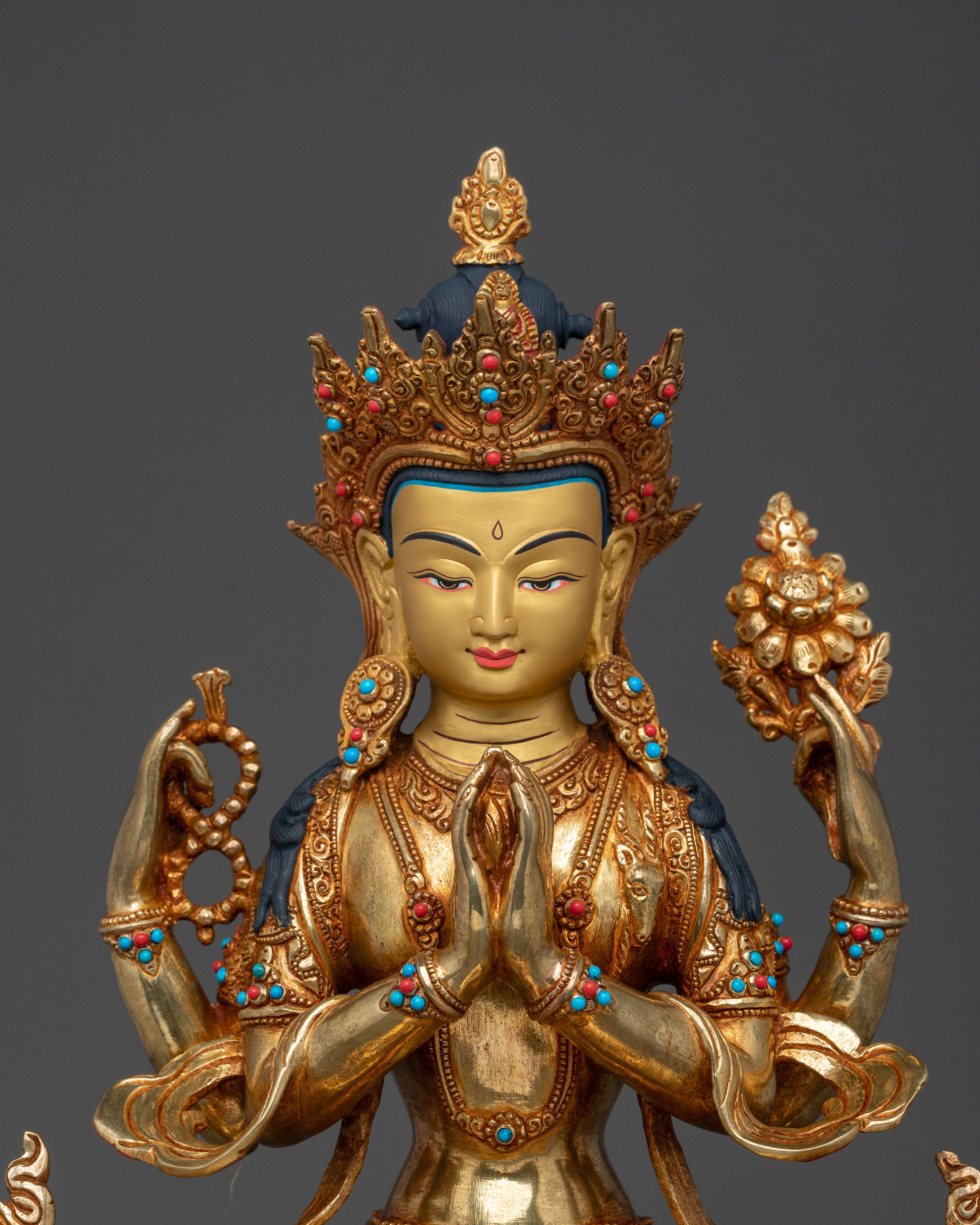 Compassion Four Armed Chenrezig Statue | Home Decor