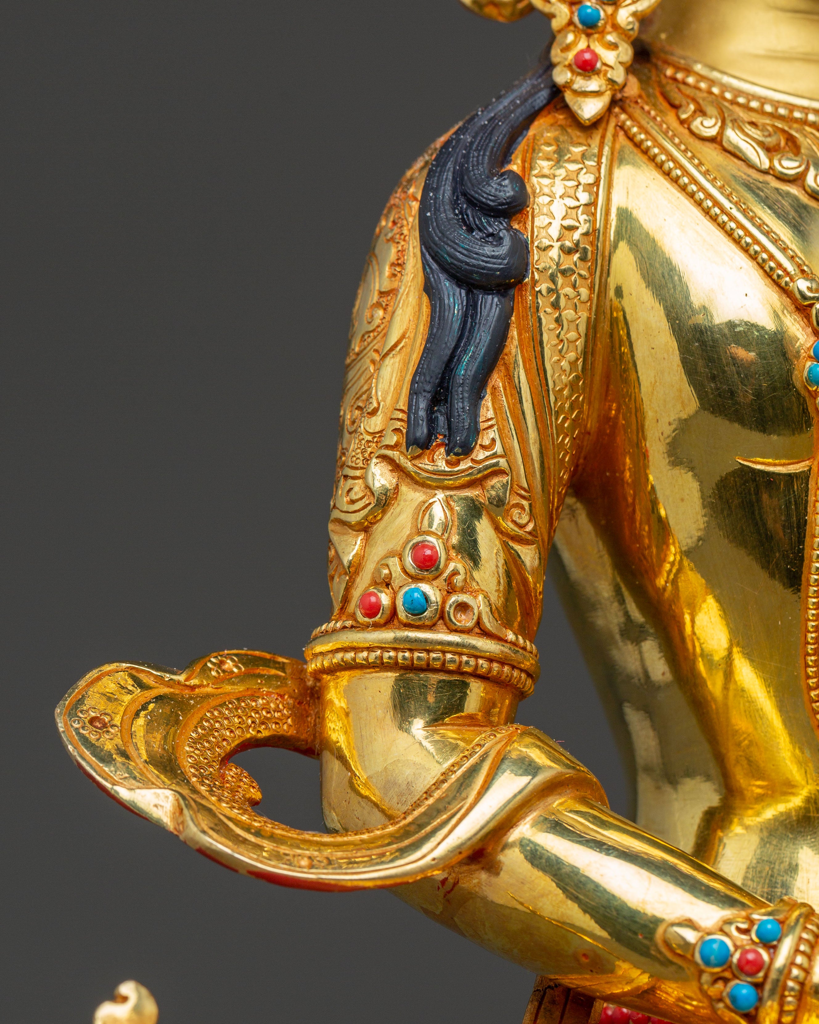 Handcrafted Amitayus Buddha Spiritual Statue - Masterpiece Gilded Copper