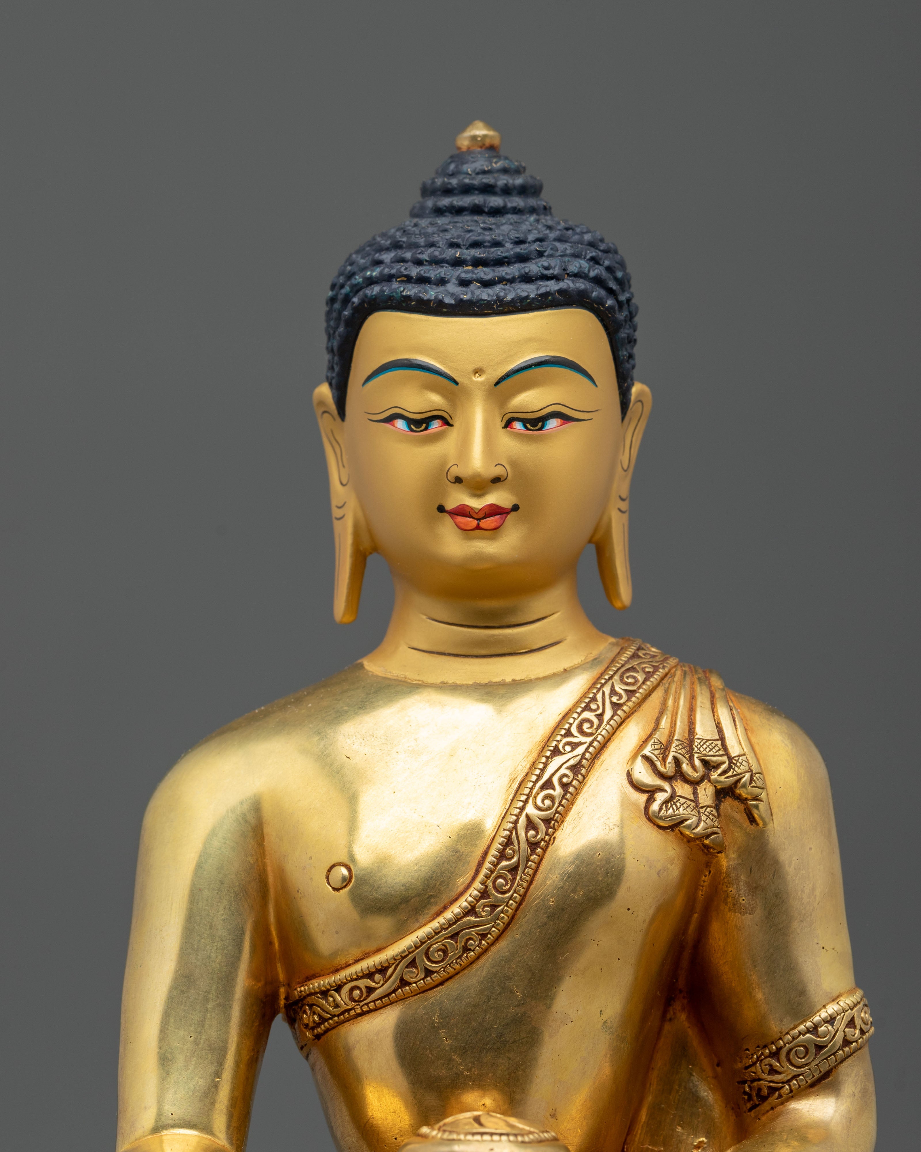 Shakyamuni Buddha Copper Statue | 24k Gold Gilded Figurine