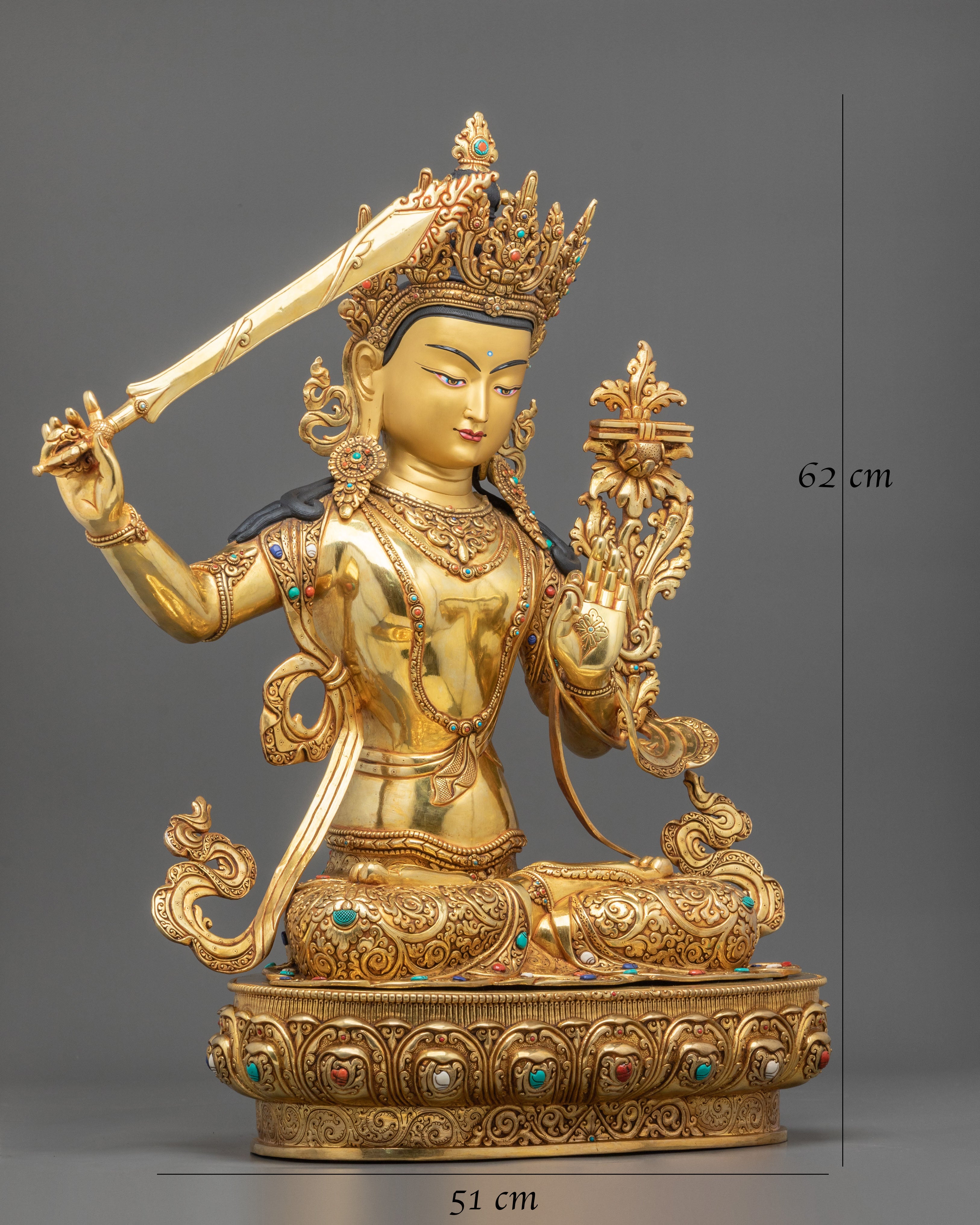 Hand-Carved Manjughoṣa Statue | Copper Sculpture