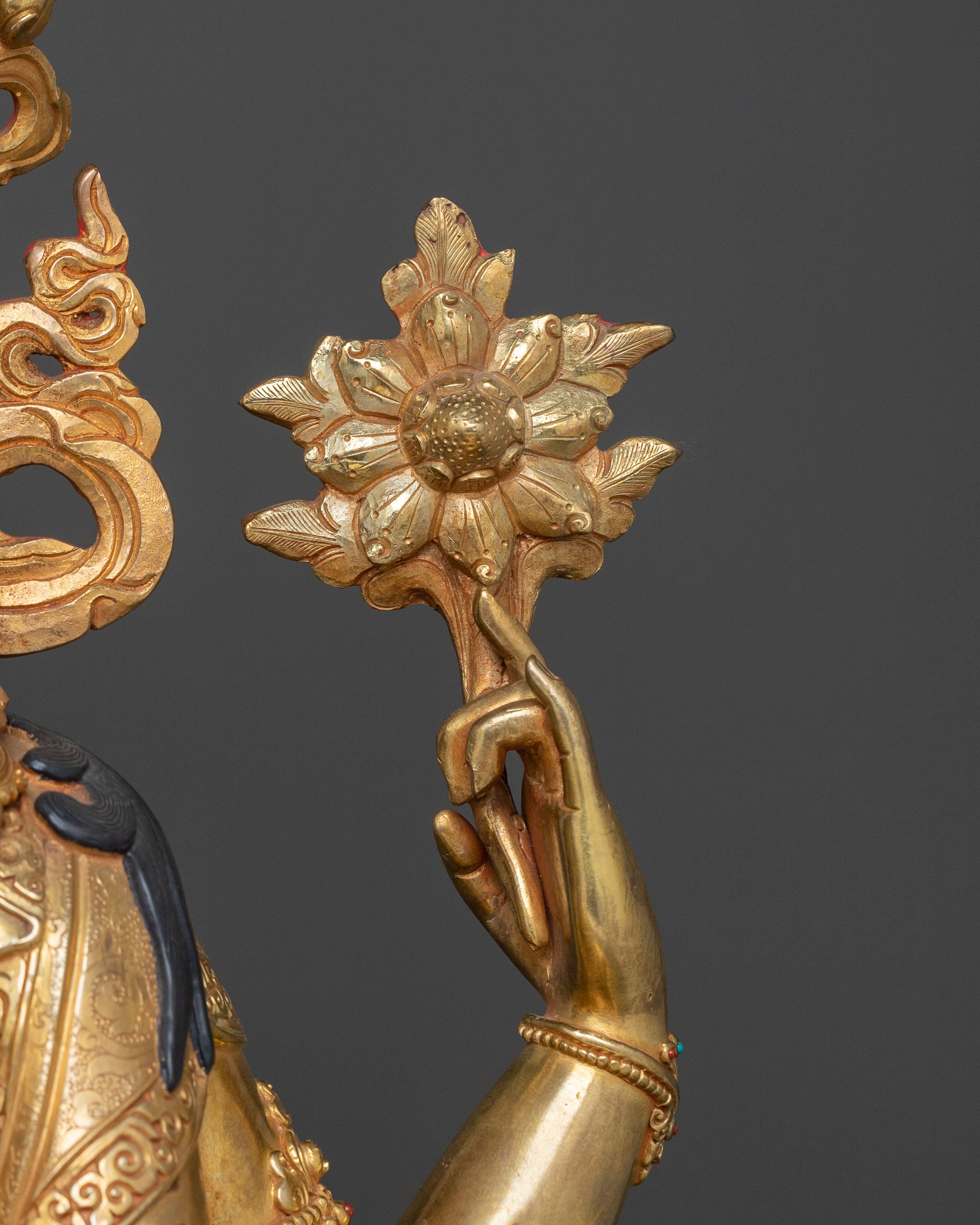 Bodhisattva Compassion Chenrezig Statue with 24K Gold Glided
