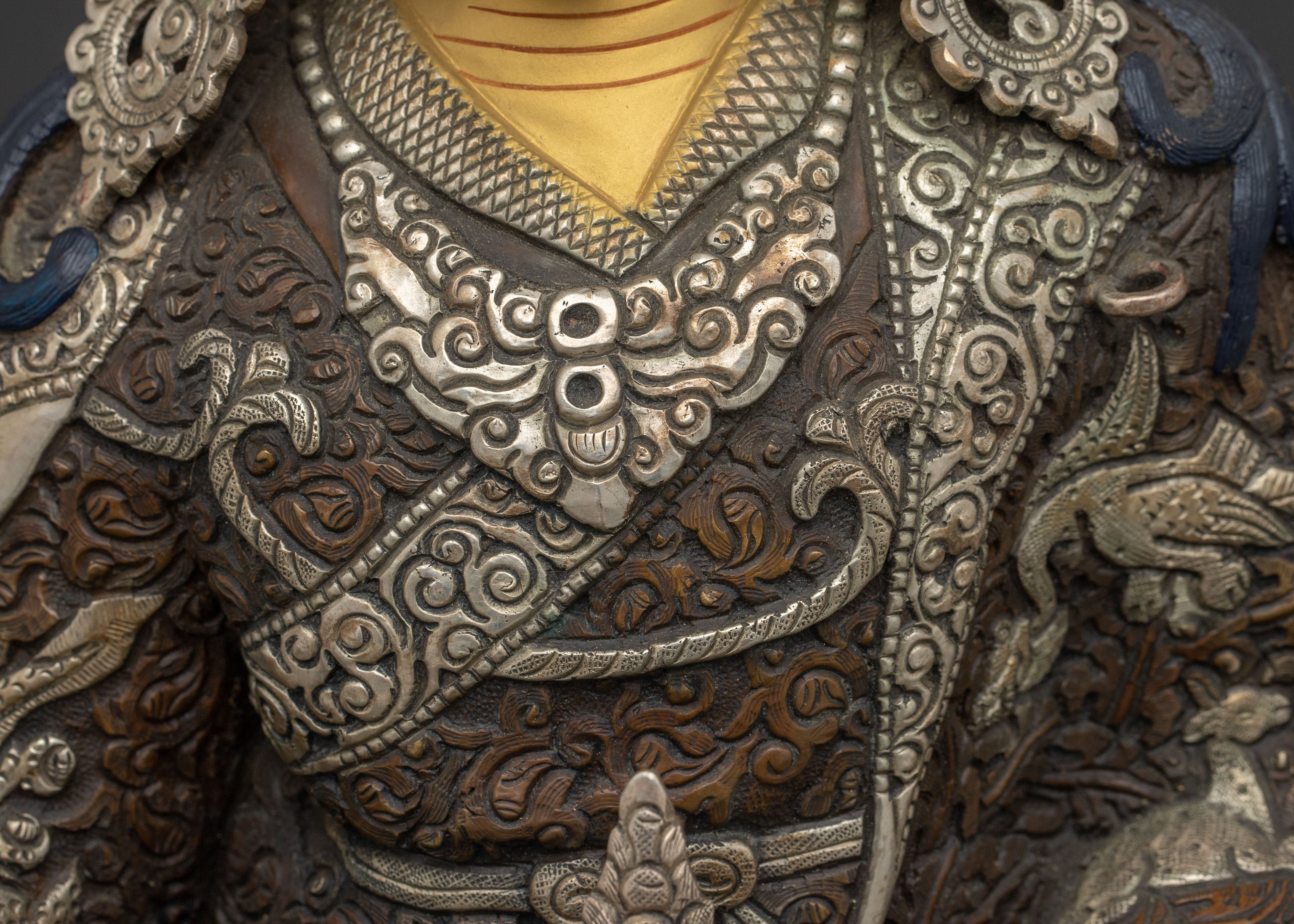 Padmasambhava Copper Statue for Altars – Hand-Gilded Serenity