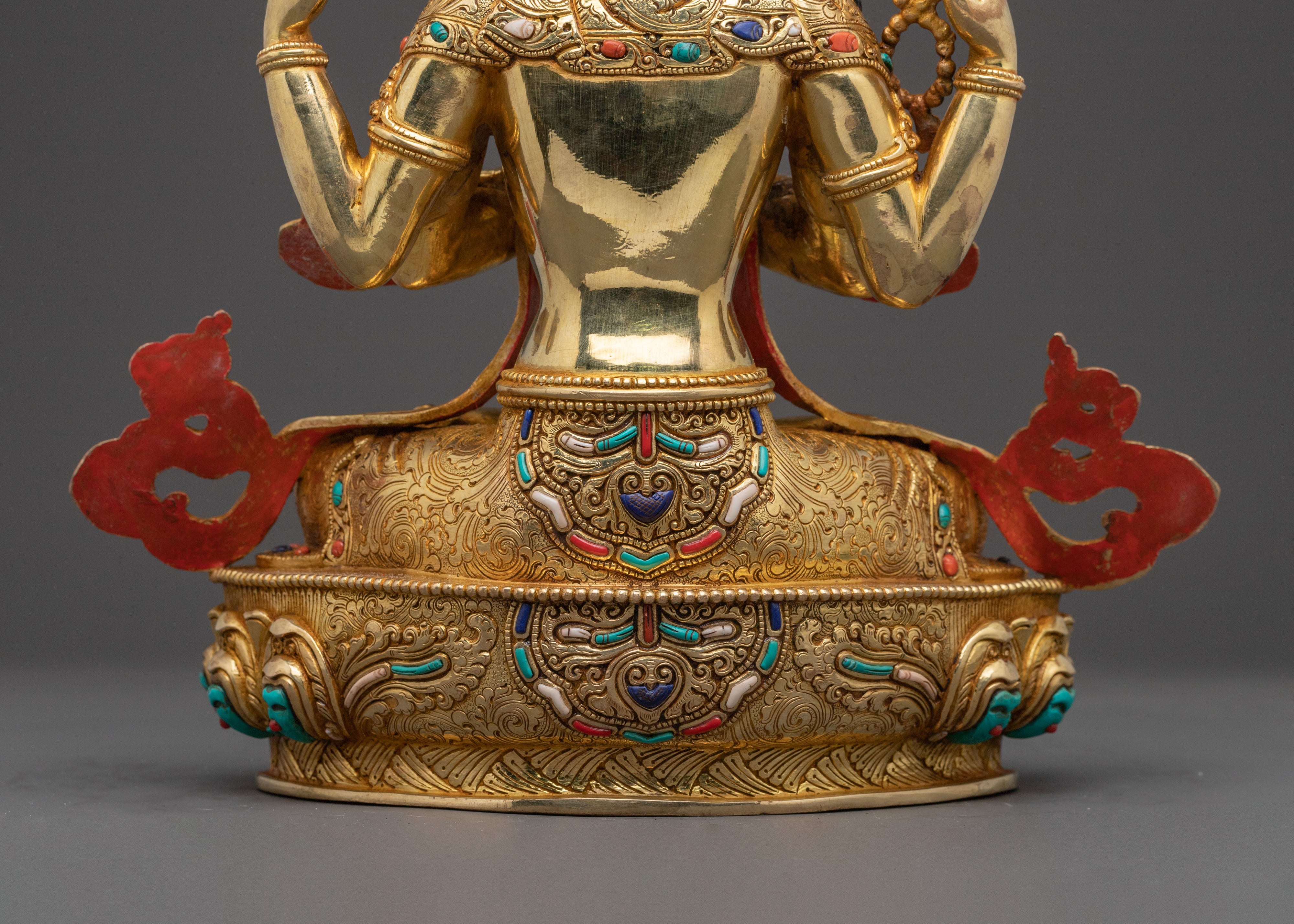 24K Gold Gilded Copper Chenrezig Statue | Patan Artistry