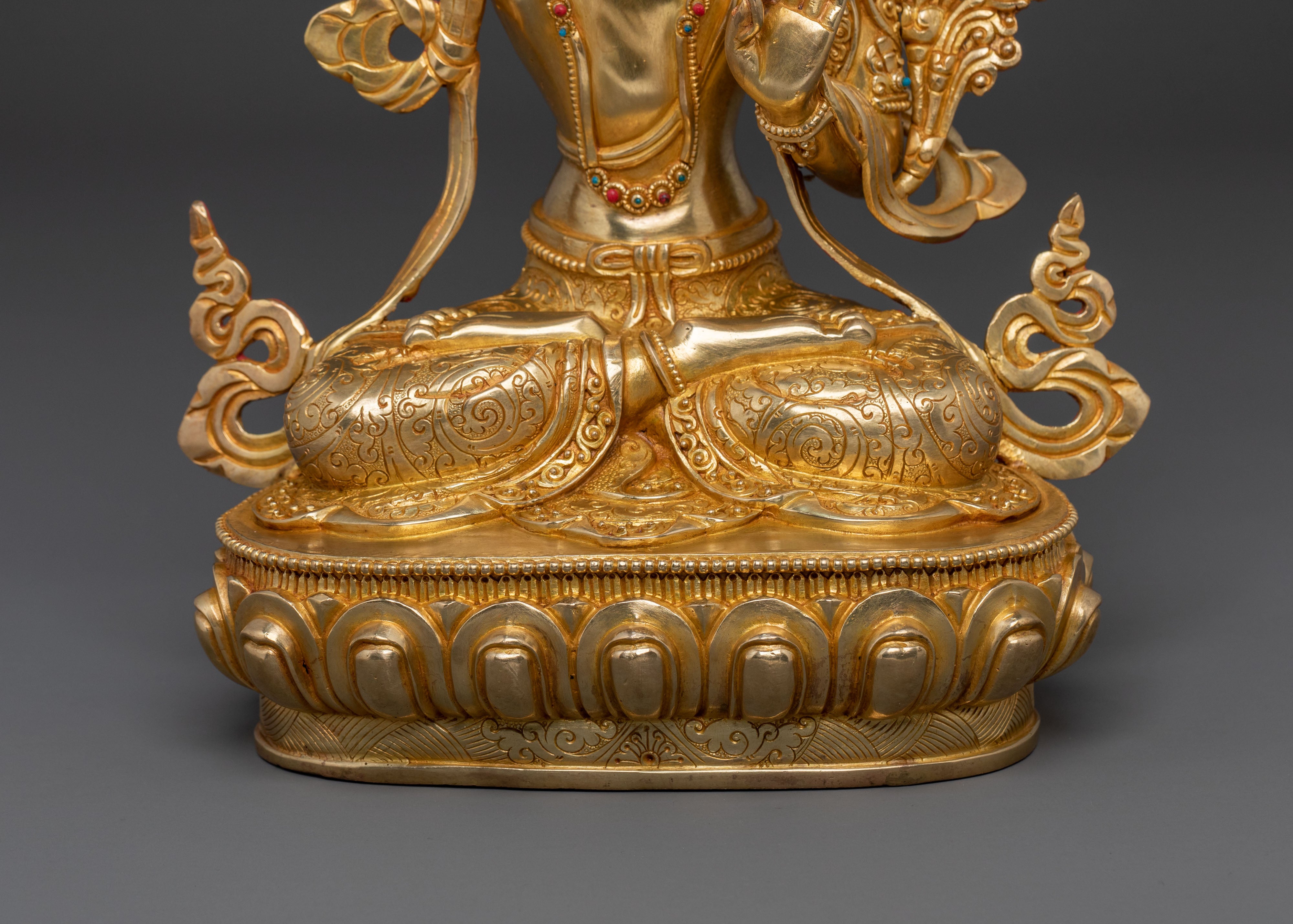 Handmade 24K Gold Gilded Manjushri Statue