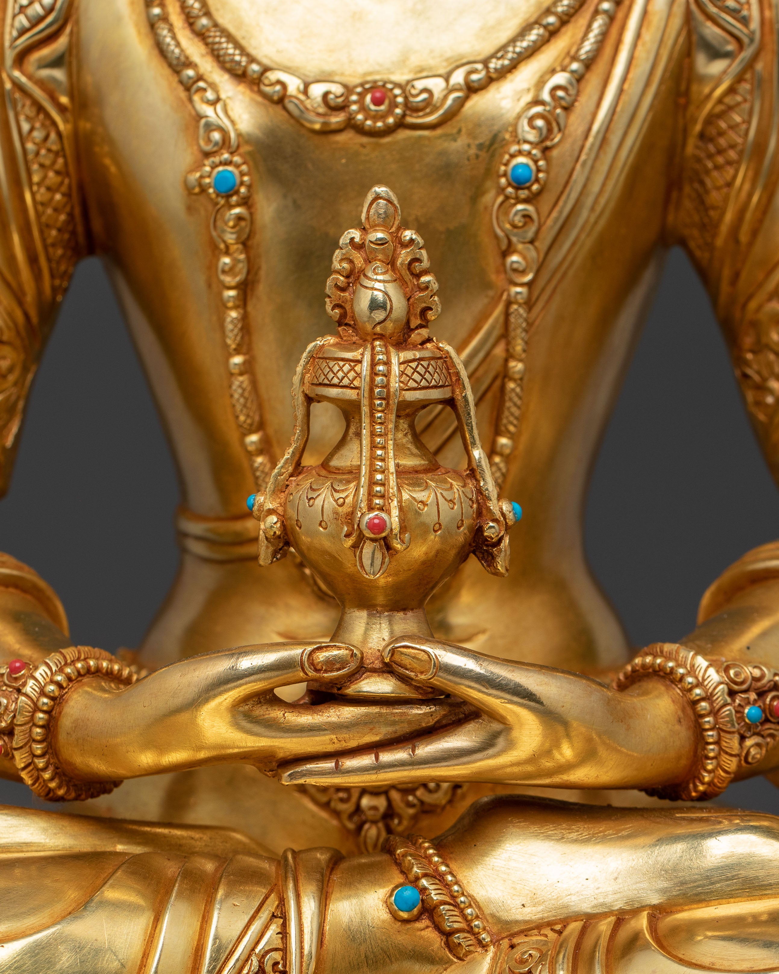 Amitayus Statue for Longevity – Hand-Gilded Copper