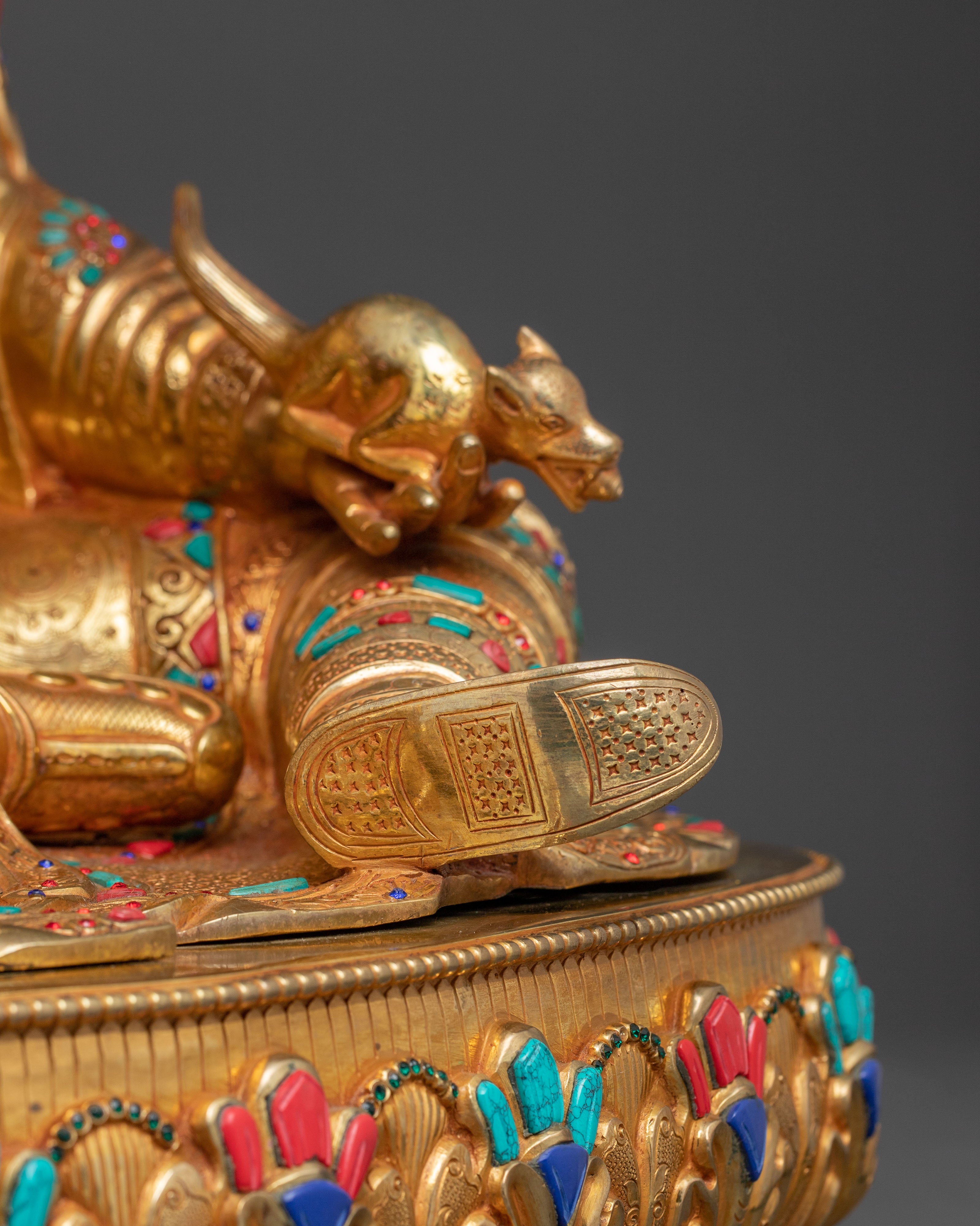 Sacred Guru Norla Tibetan Statue – 24K Gilded Masterpiece