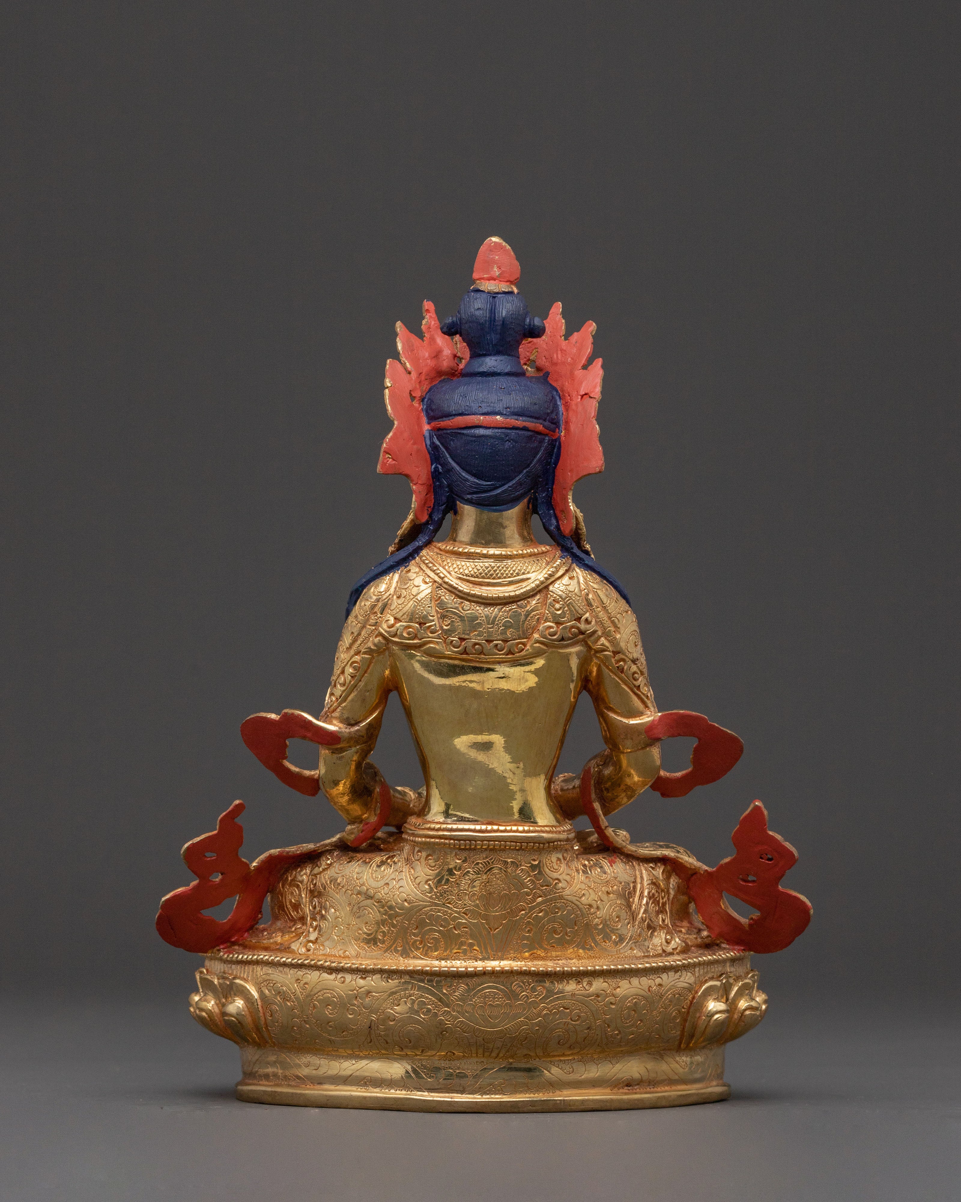 24K Gold Gilded Copper Statue of Amitayus: Long Life Buddha