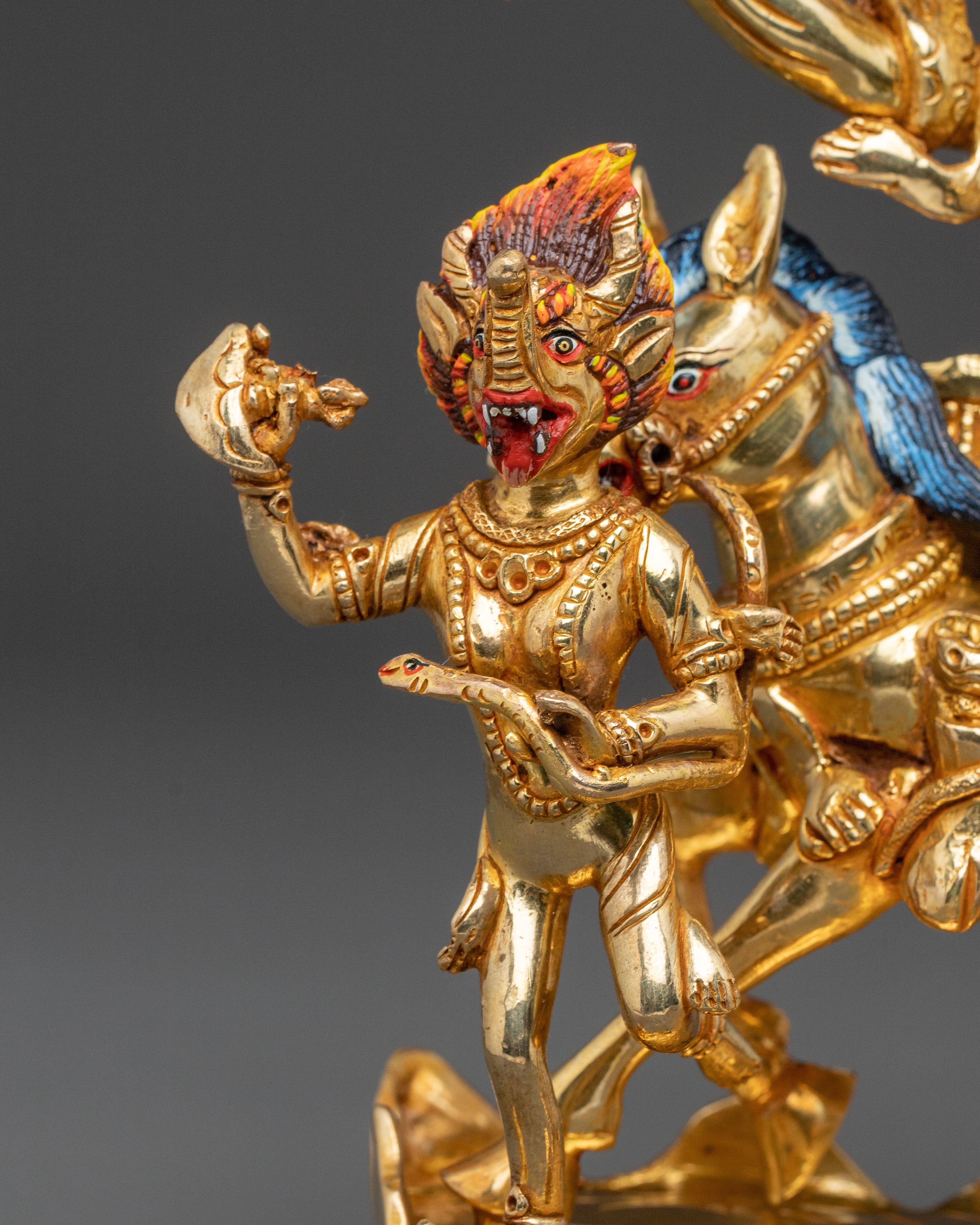 Wrathful Protectress Palden Lhamo Statue | 24K Gold Gilded