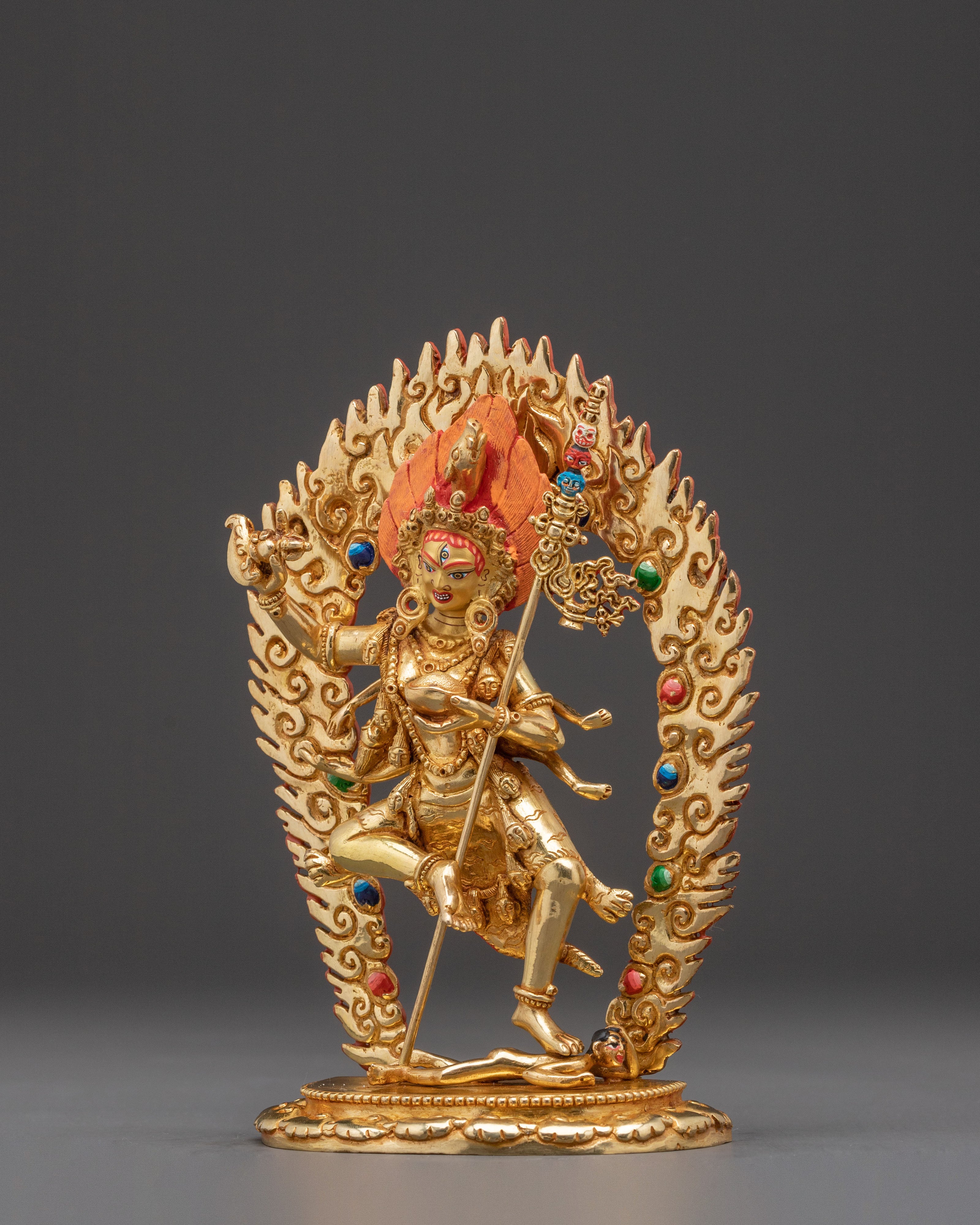 Dorje Phagmo Wrathful Dakini Statue – Gilded Copper Art