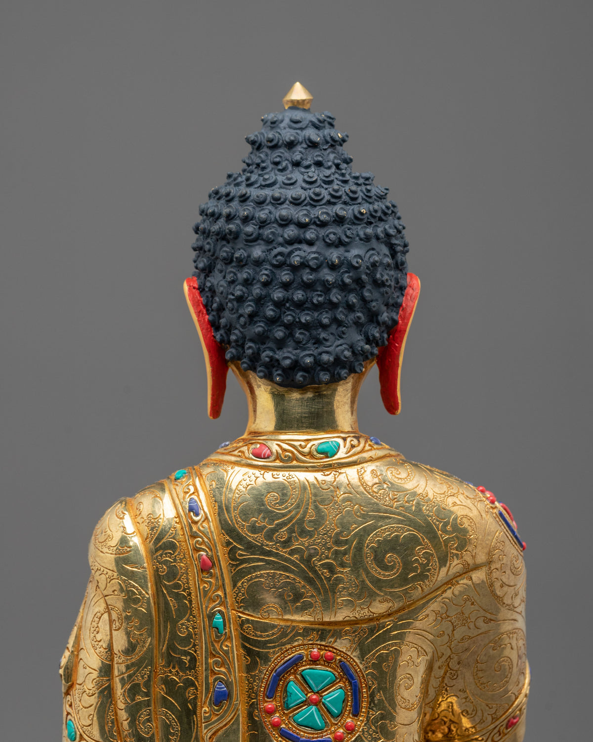 Amitabha Buddha 24K Fire Gold Gilded Sculpture