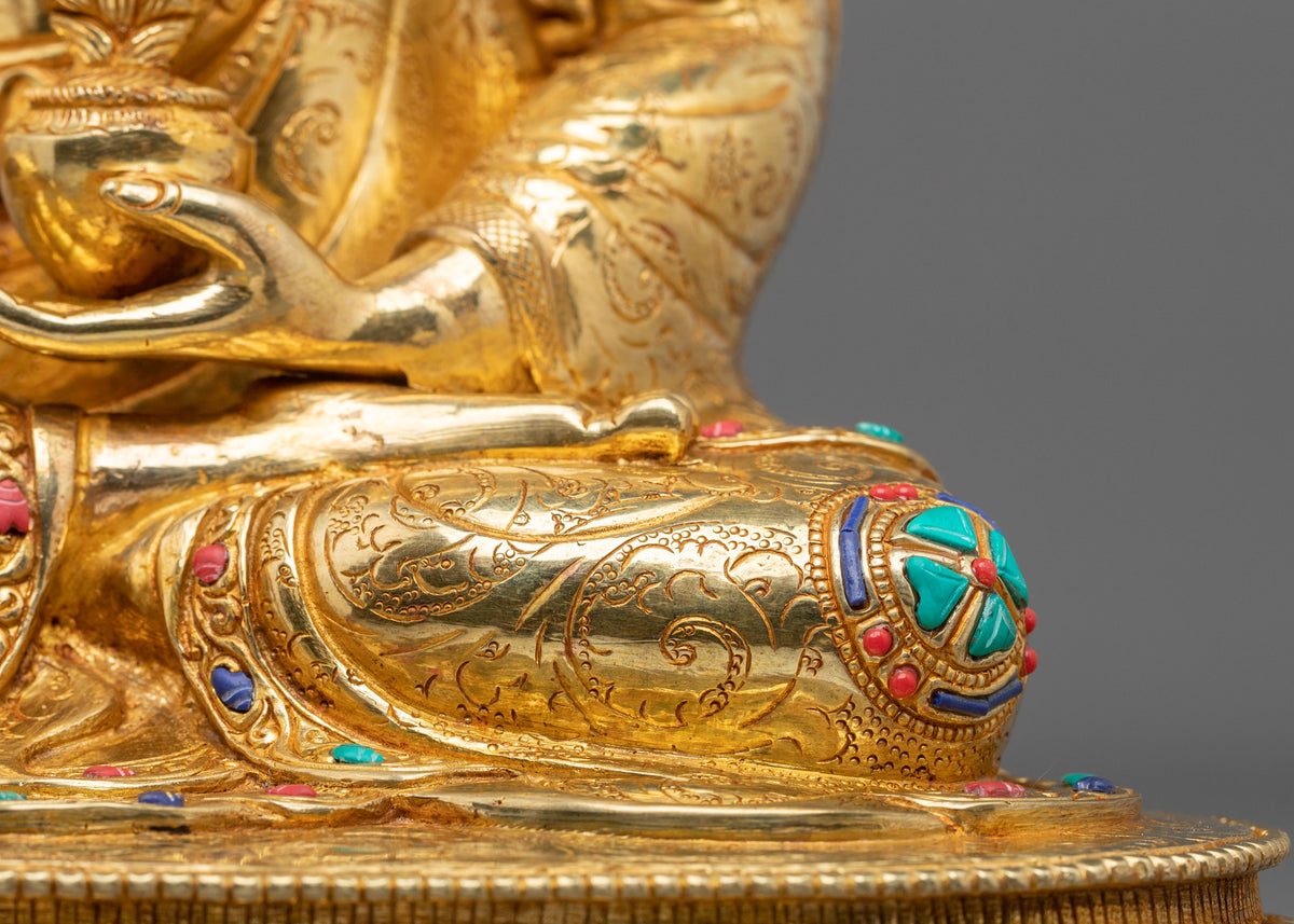 Hand-Gilded Handmade Medicine Buddha Sculpture of Healing