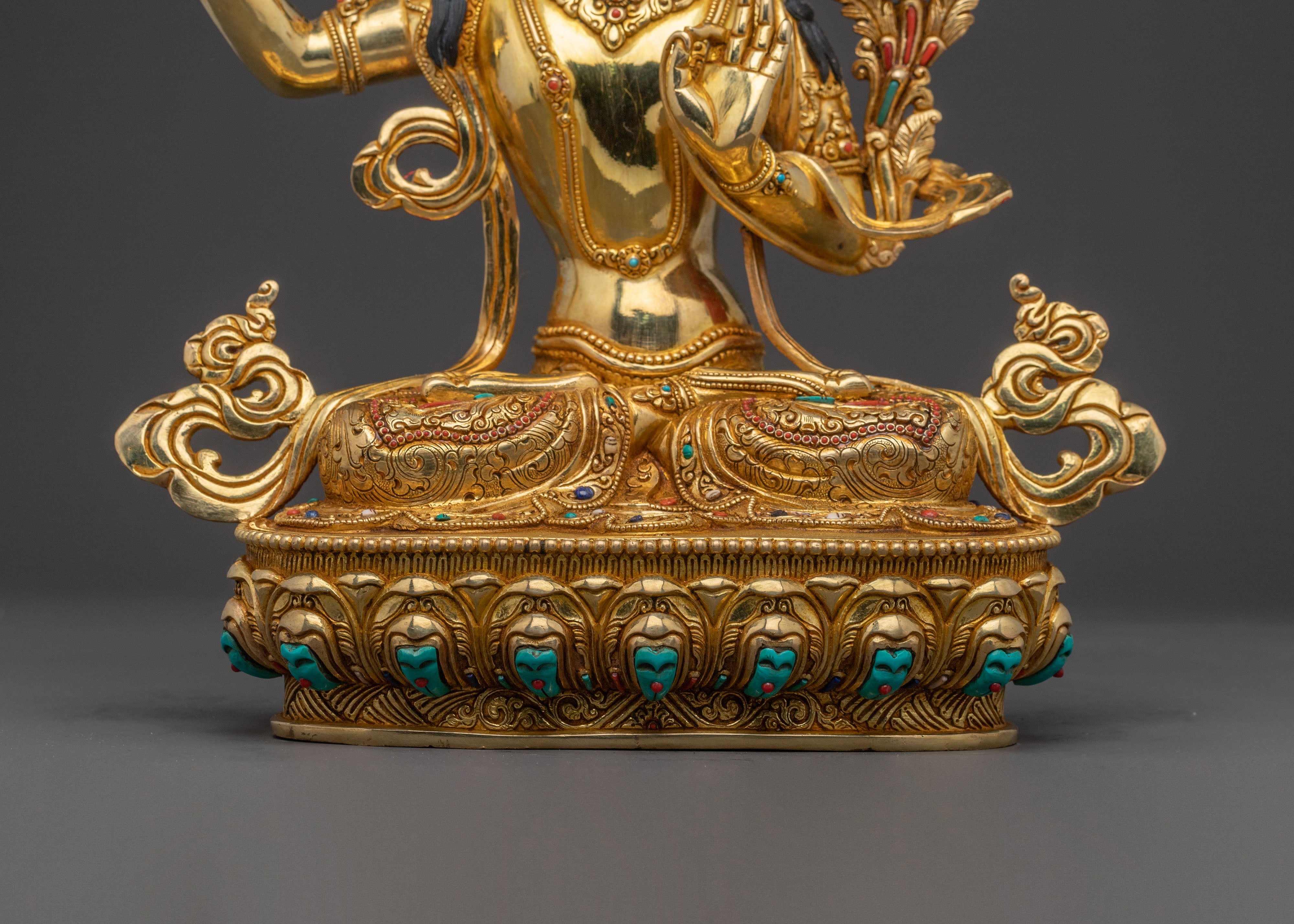Manjushri Spiritual Guidance Statue – 24K Gilded Copper