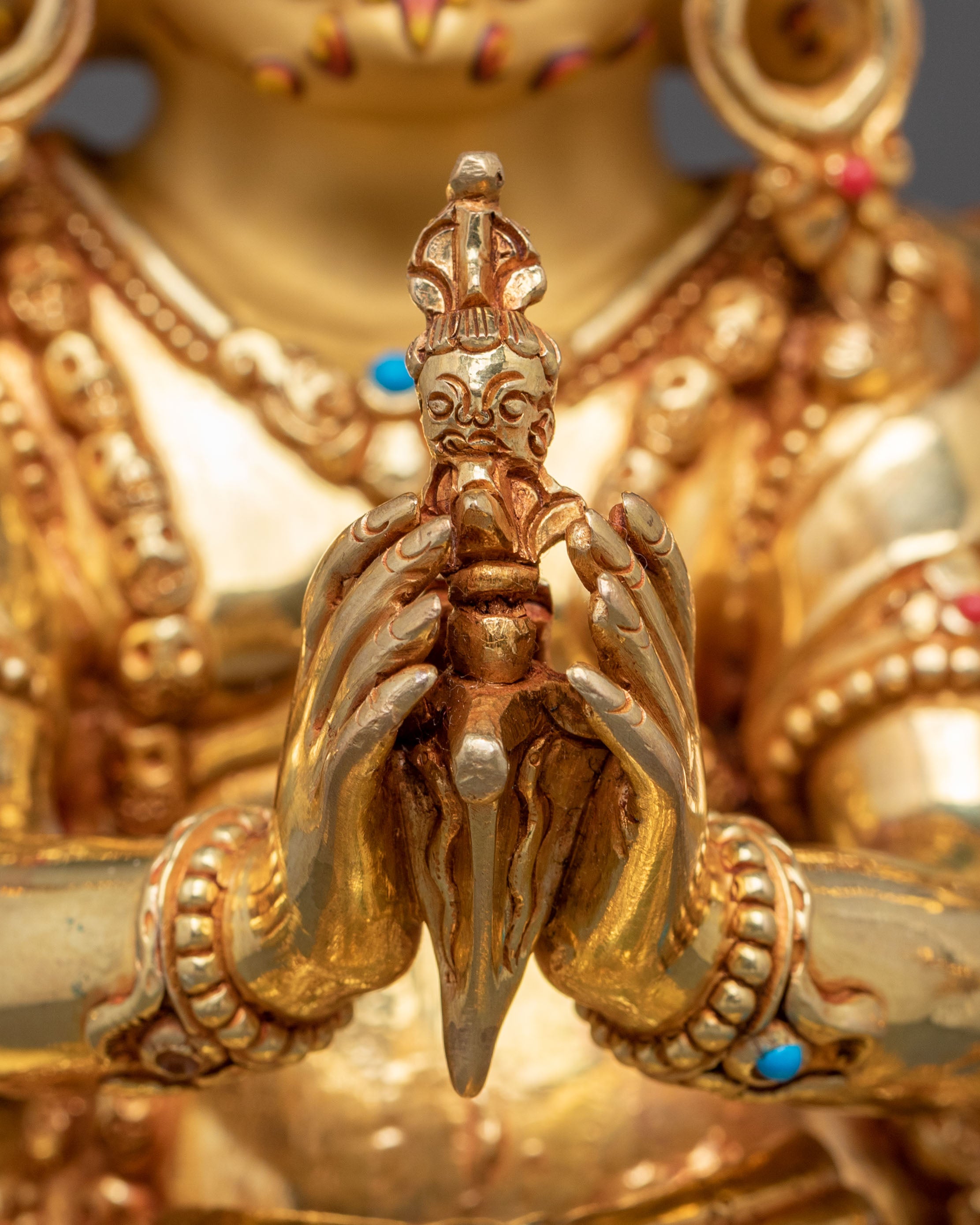 Vajrakilaya: 24K Gold Gilded Sacred Protector Statue