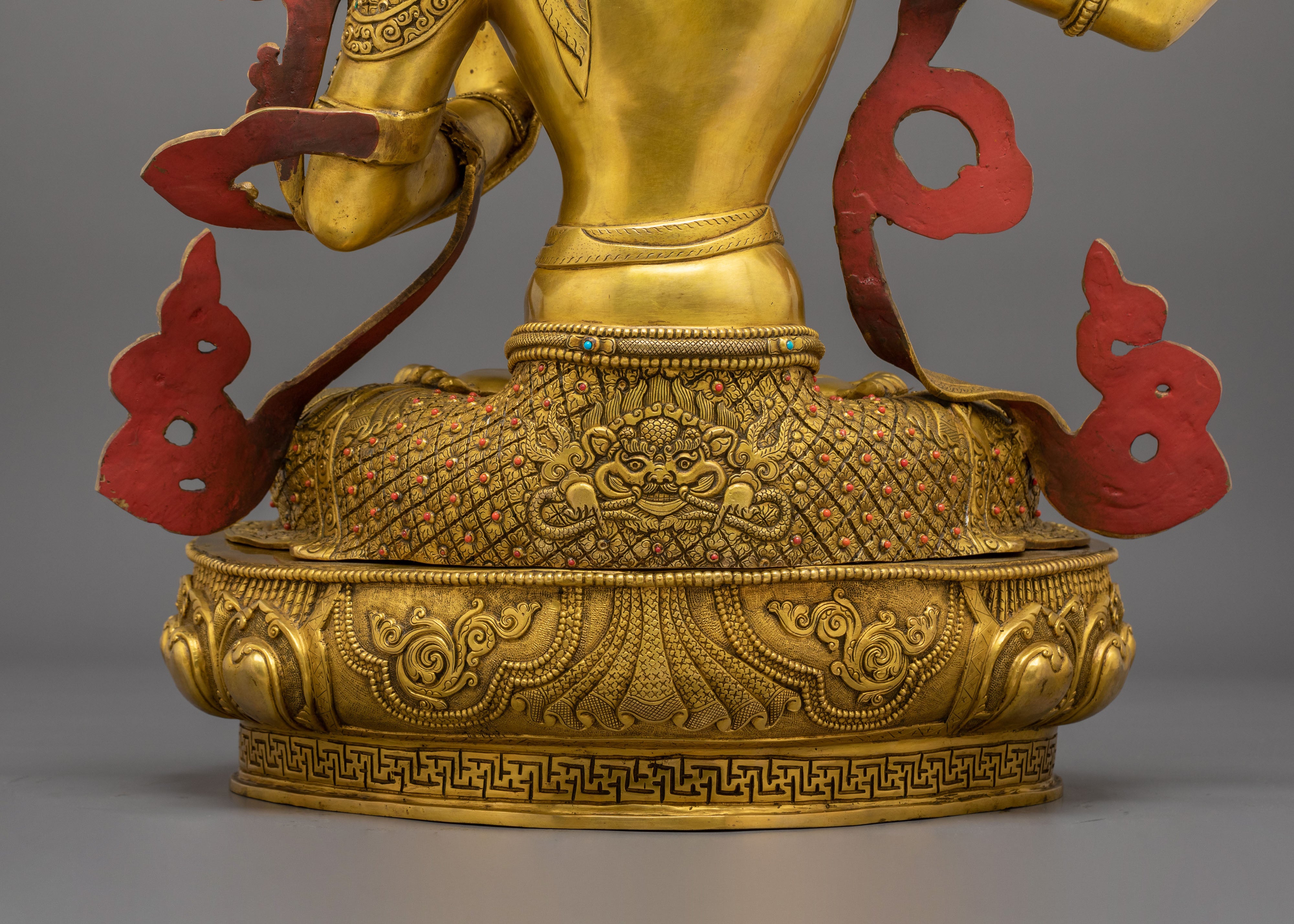 Manjughoṣa Sculpture of Wisdom | 24K Gold Gilded Copper Statue