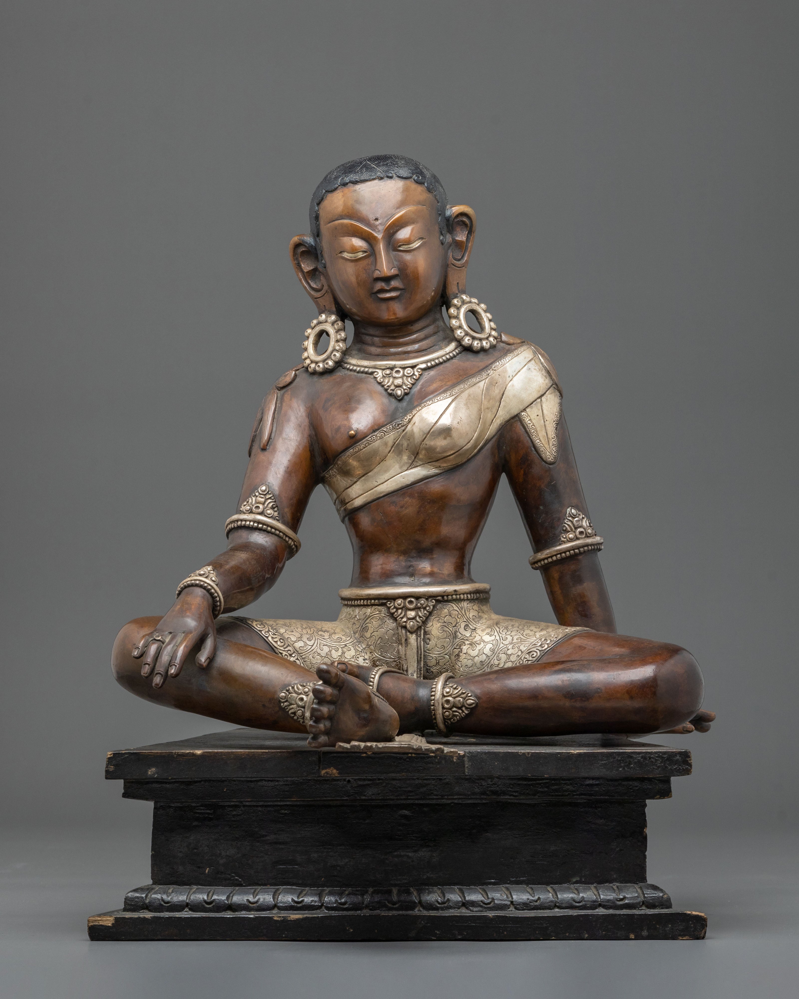 Parbati Devi Statue: Oxidized Copper & Silver Plated