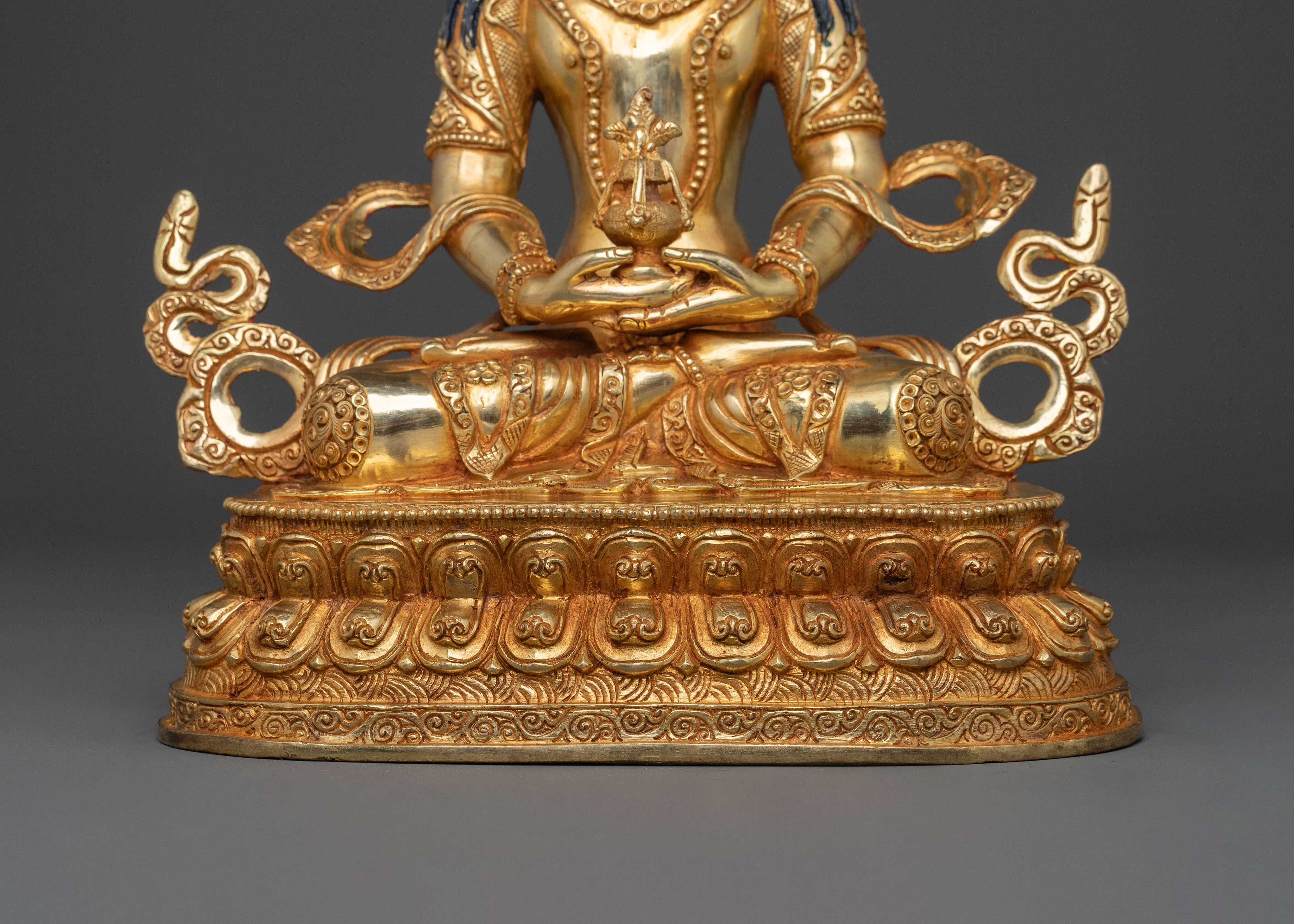 Handcrafted Amitayus Statue | 24K Gold Gilded Deity