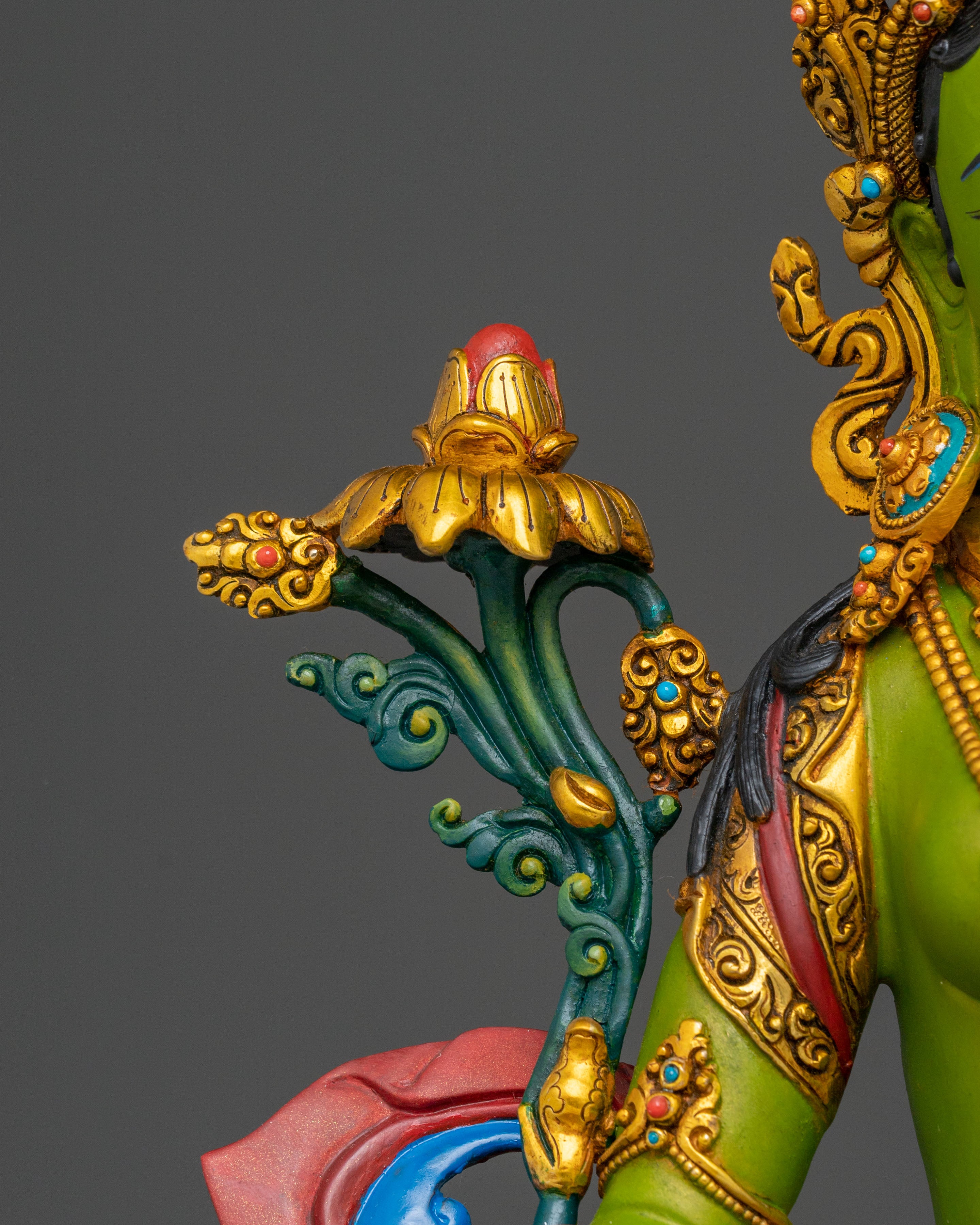 Handcrafted Green Tara Spiritual Statue | Home Decor