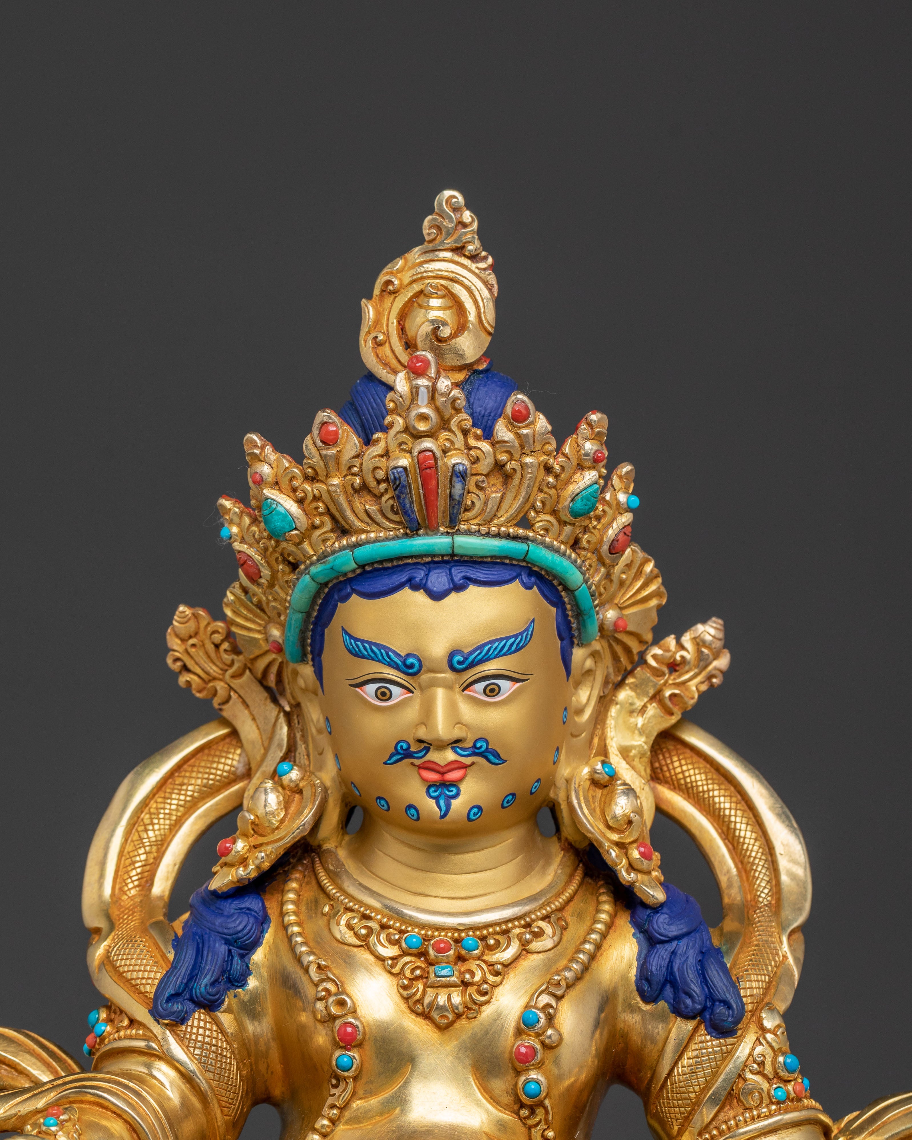 Dzambhala Sculpture on Throne | Buddhist Wealth Deity