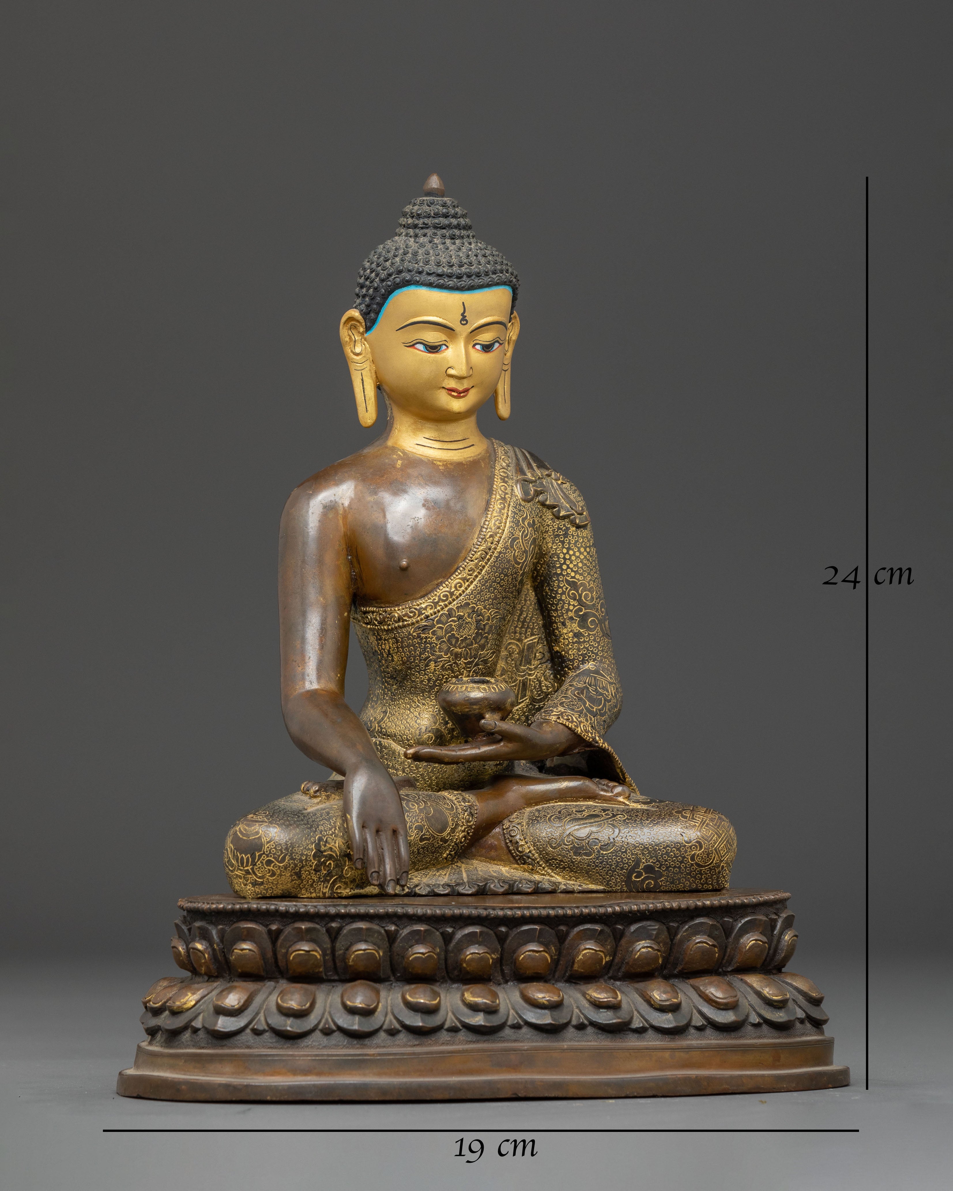 Handcrafted Copper Statue of Shakyamuni Buddha