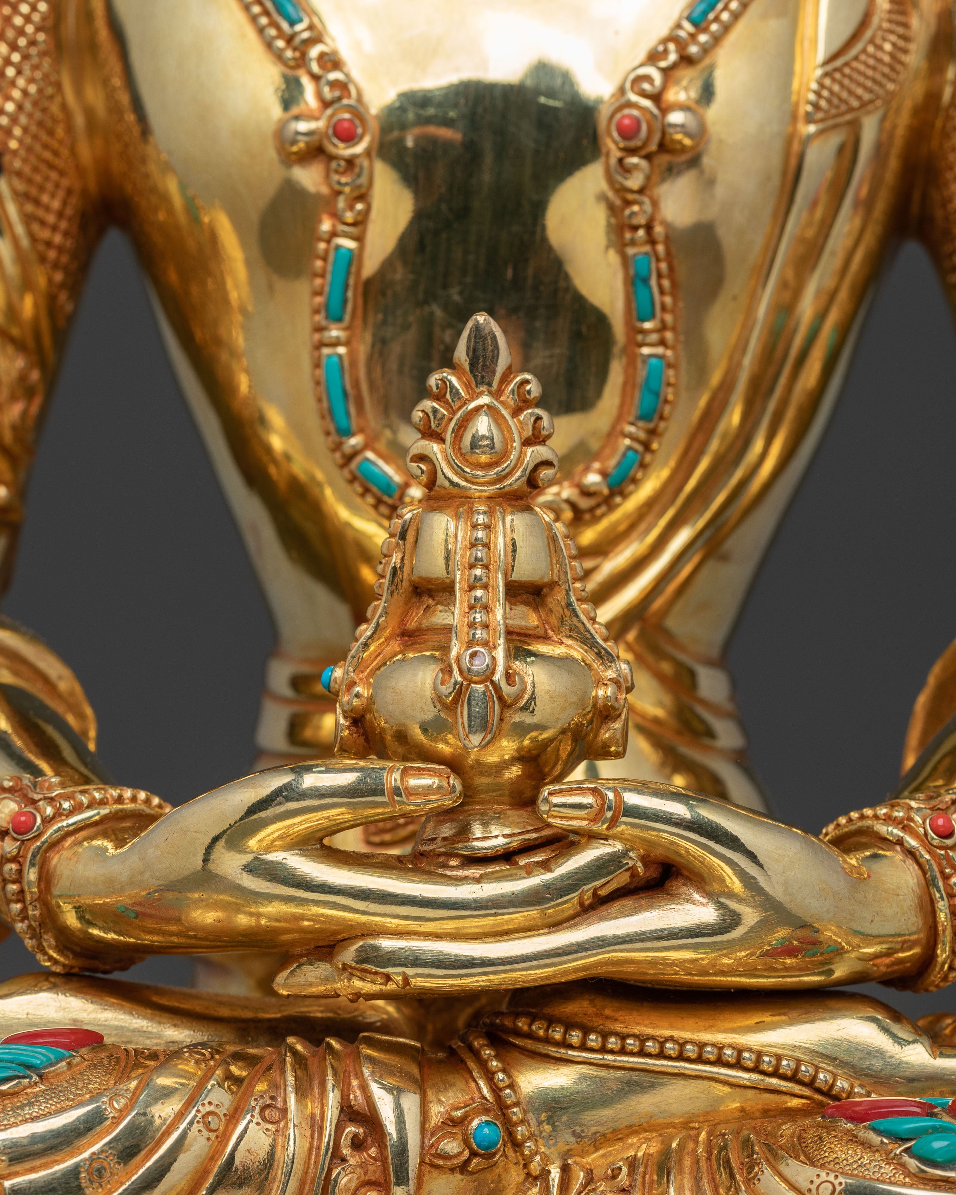 Amitayus: 24K Gold Gilded Traditional Statue