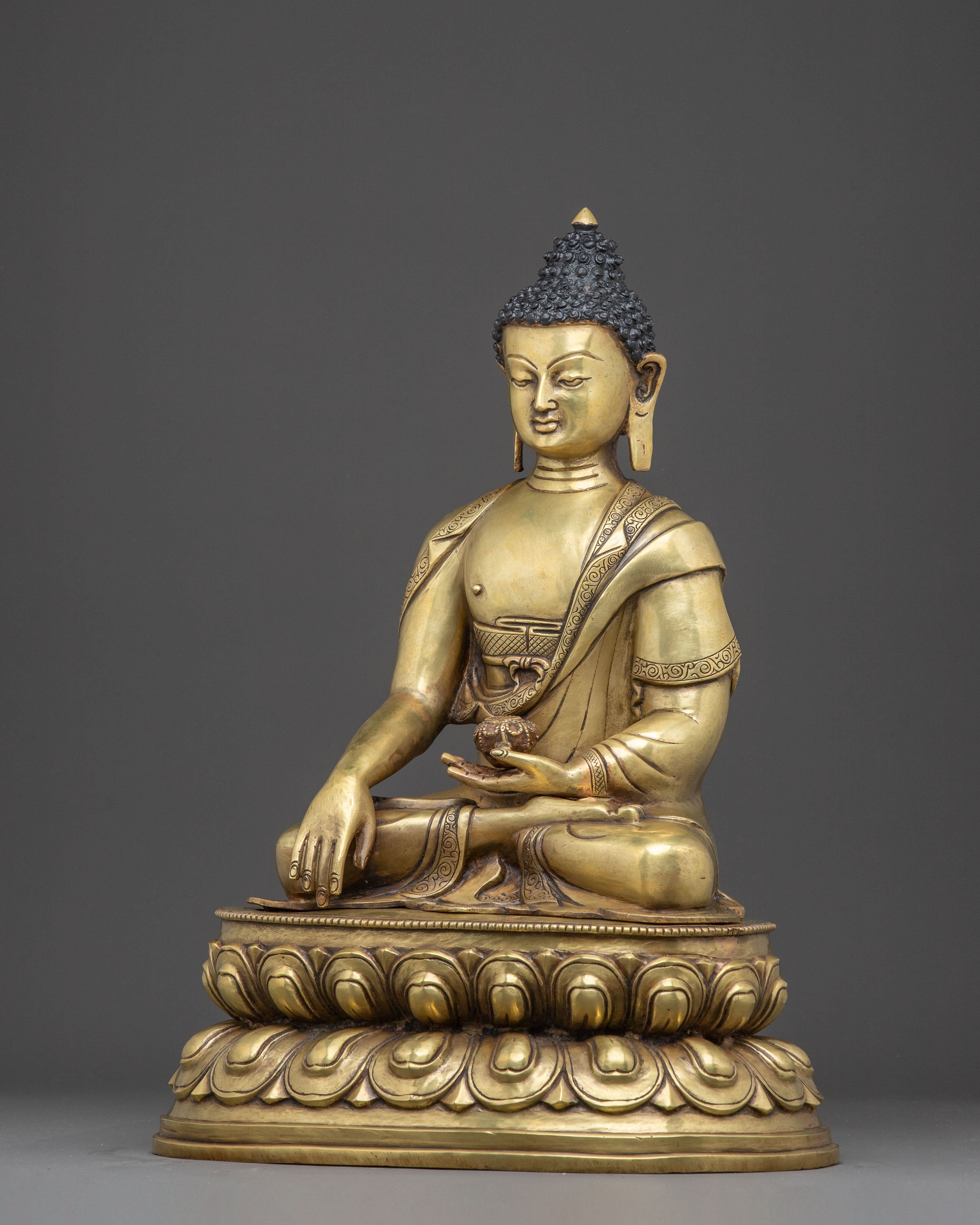 Radiant Brass Sculpture of Buddha Shakyamuni | Historical Gautama Buddha