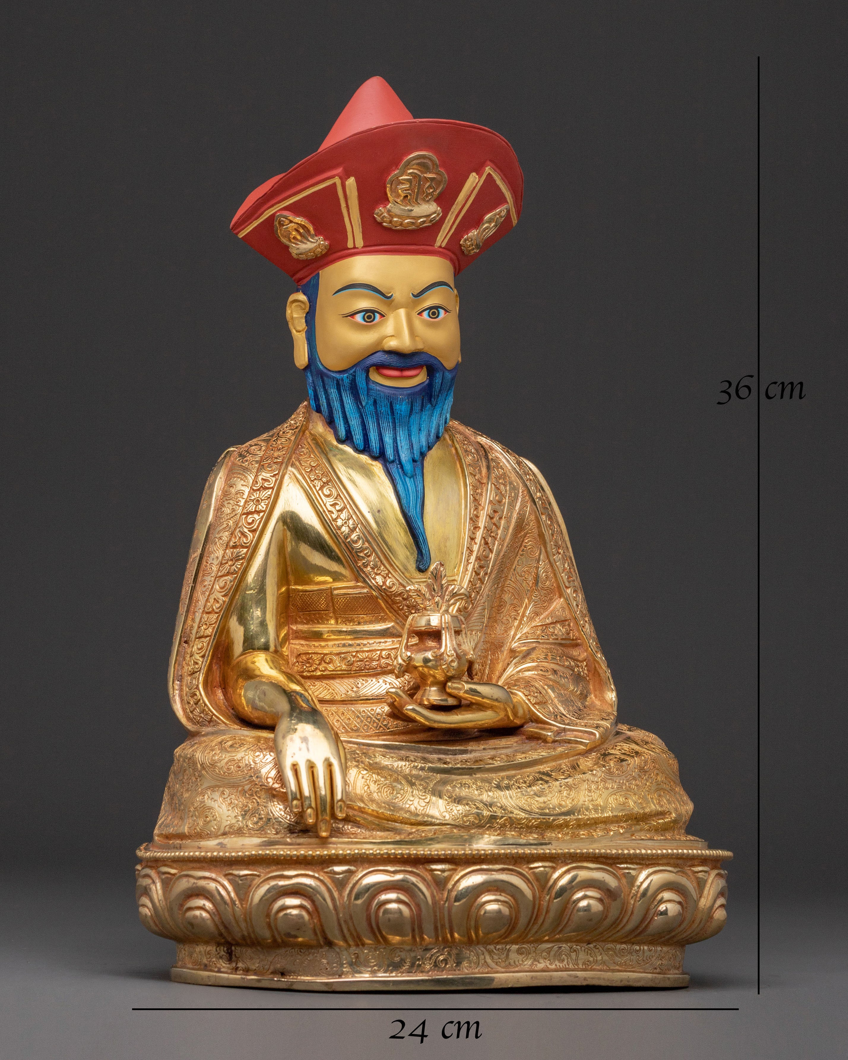 Guru Shapdum 24K Gold Gilded Statue: Divine Radiance