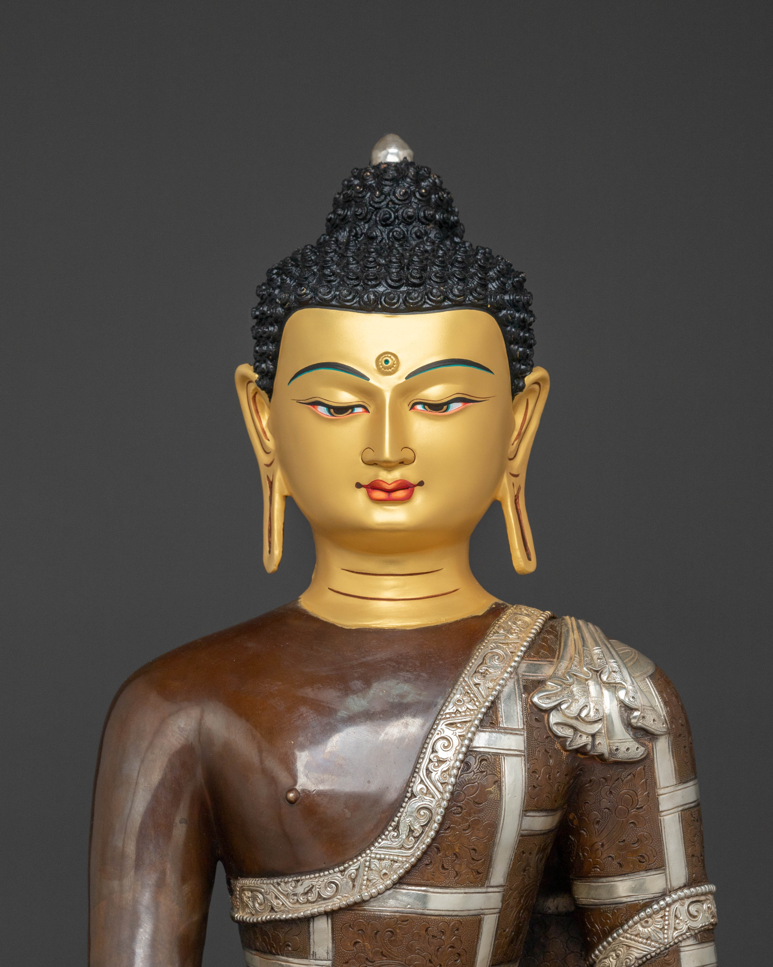 Shakyamuni Buddha: Monastic Golden Figurine