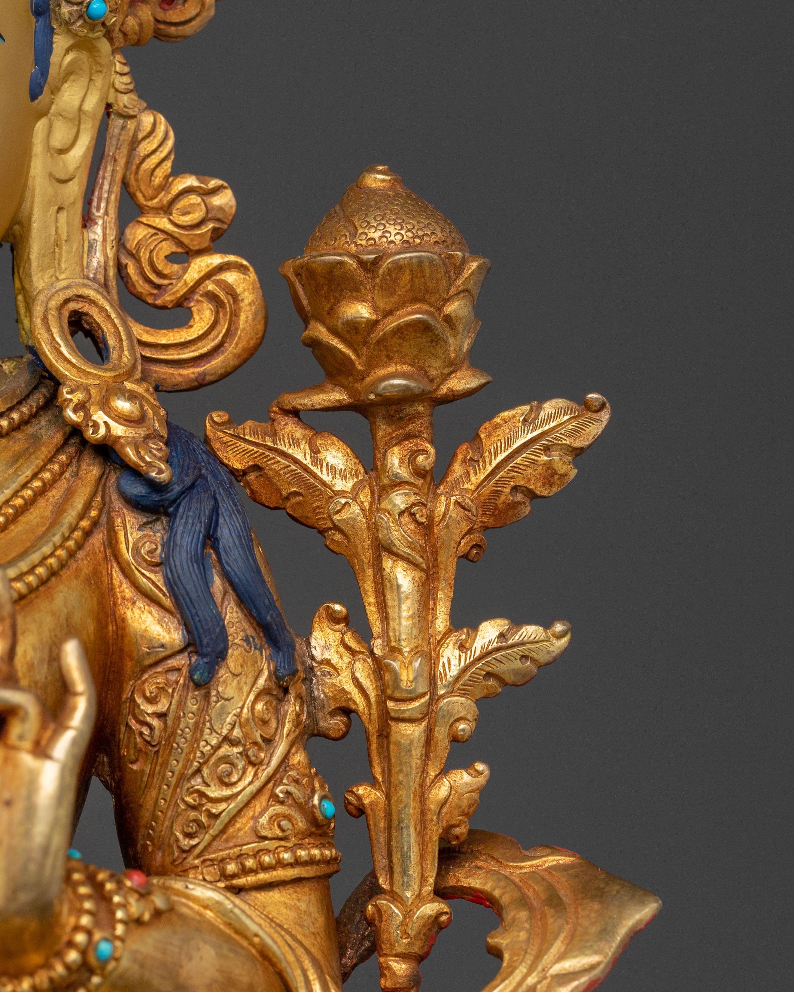 Green Tara Blessing Statue with 24K Gold Glided